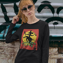 Frequent Flyer Stoner Witch With Bong Long Sleeve Tee - Magic Leaf Tees