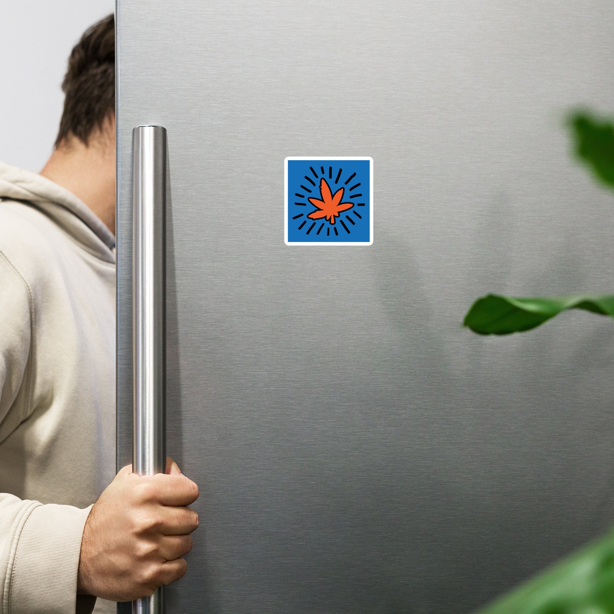 Bright Pop Art Radiant Weed Leaf Refrigerator Magnet - Perfect for Cannabis Lovers and Pop Art Enthusiasts | Magic Leaf Tees