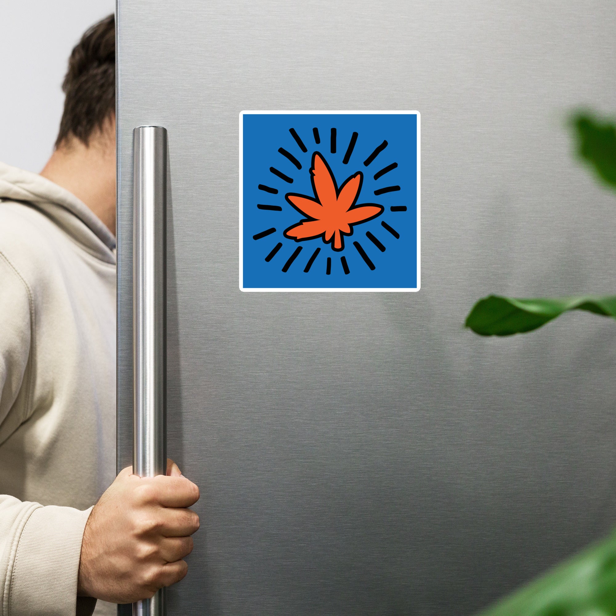 Bright Pop Art Radiant Weed Leaf Refrigerator Magnet - Perfect for Cannabis Lovers and Pop Art Enthusiasts | Magic Leaf Tees