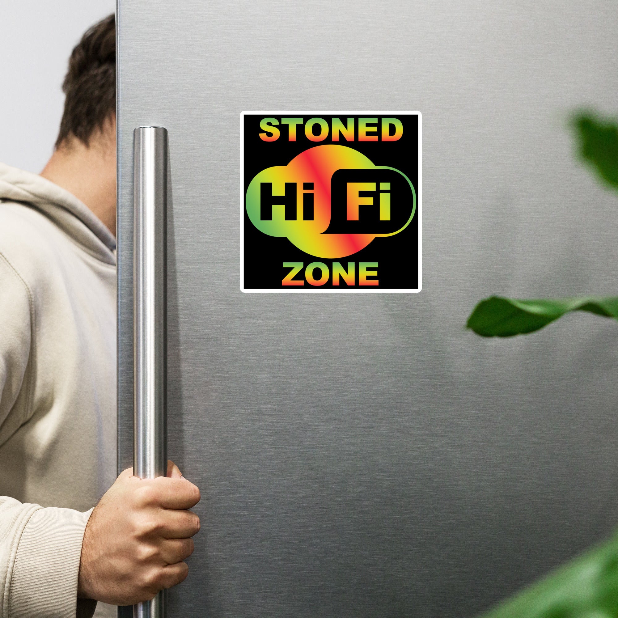 Hi Fi Stoned Zone Refrigerator Magnet - Trendy Cannabis Decor for Laid Back Stoners