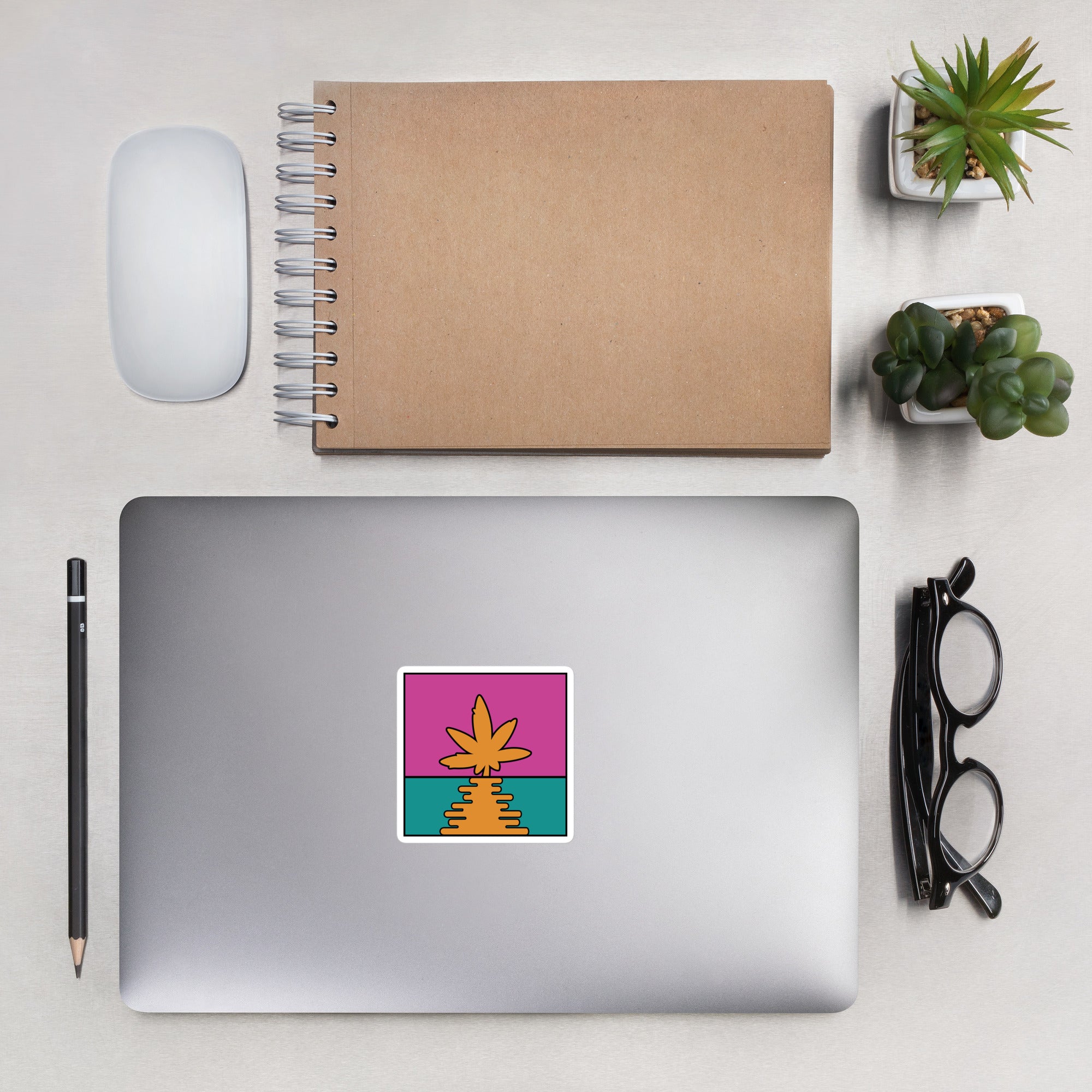 Bright Pop Art Cannabis Leaf Sunrise Sticker - Perfect for Cannabis Lovers and Pop Art Enthusiasts | Magic Leaf Tees