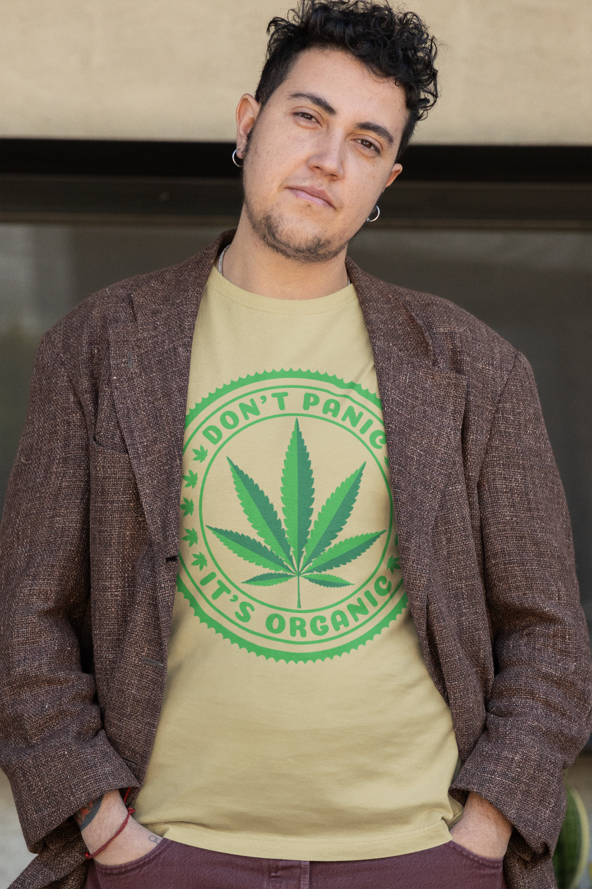 T-shirt Humour Cannabis 'Don't Panic It's Organic' - Cadeau Parfait Pour Les Fumeurs - Style Vintage Décontracté