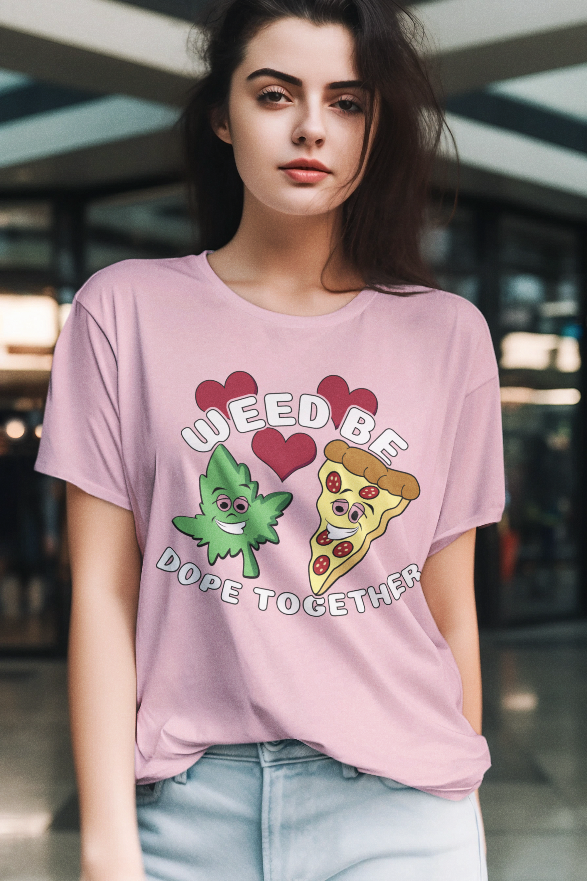 "Weed Be Dope Together" Valentine's Day T-Shirt – Cannabis & Pizza Love | Magic Leaf Tees
