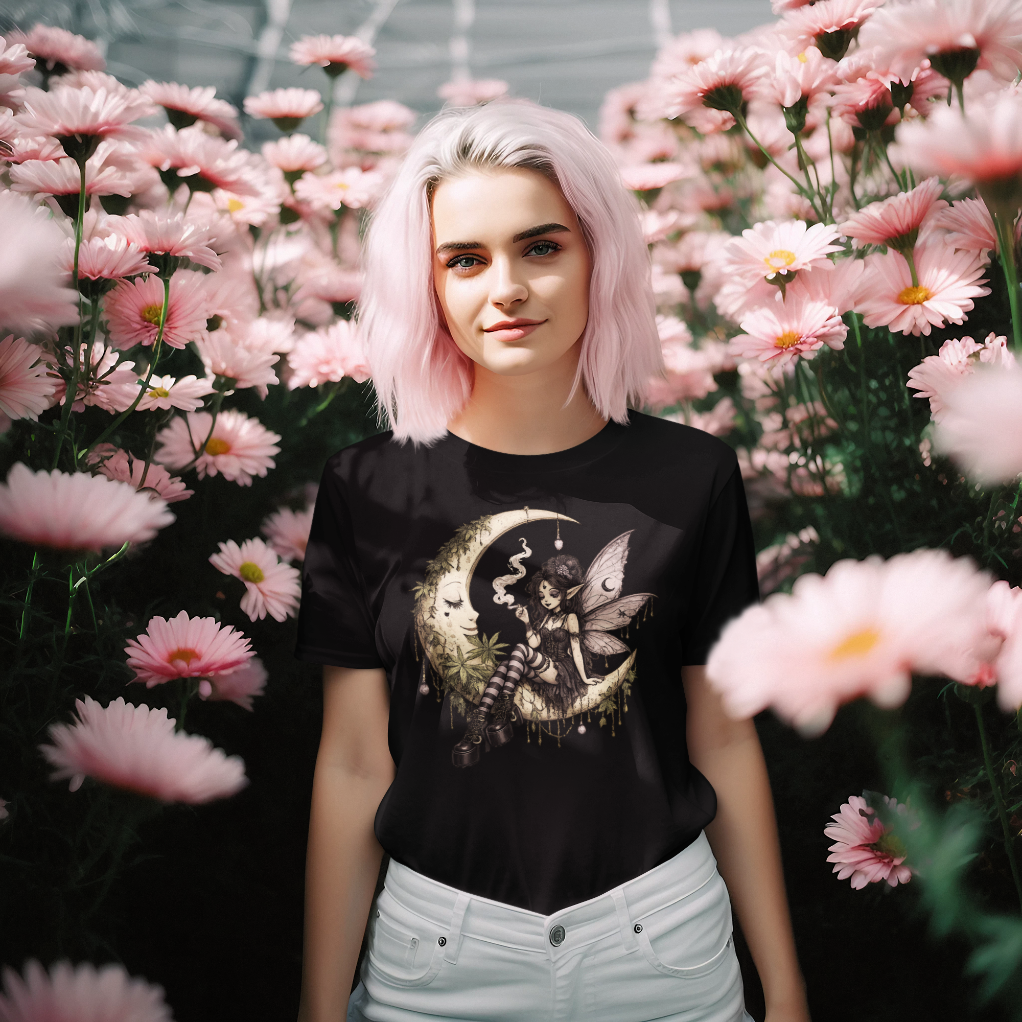 Whimsigoth Weed Fairy Shirt | Gothic Cannabis Tee