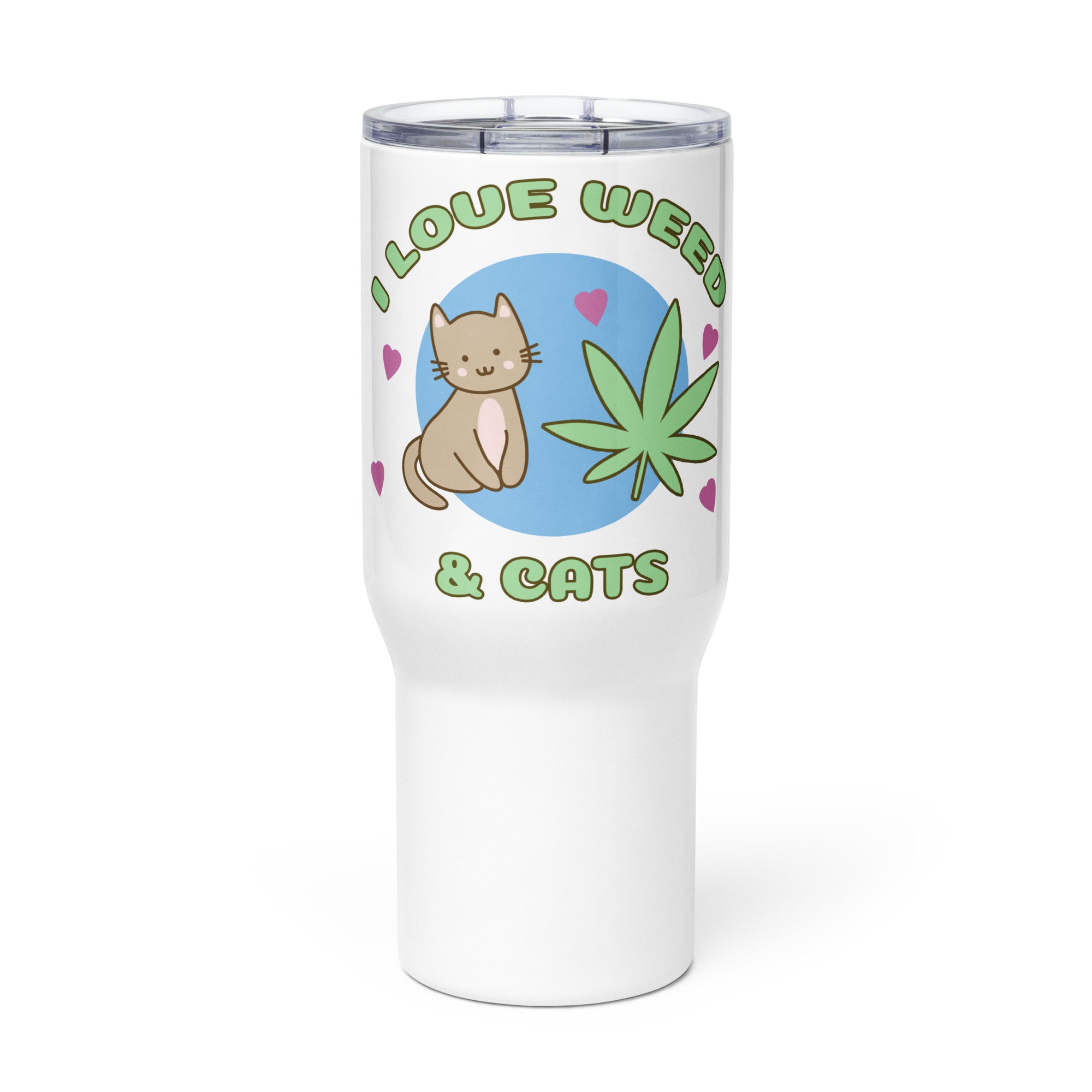 Purrrfectly High: I Love Weed And Cats Travel Mug | Magic Leaf Tees