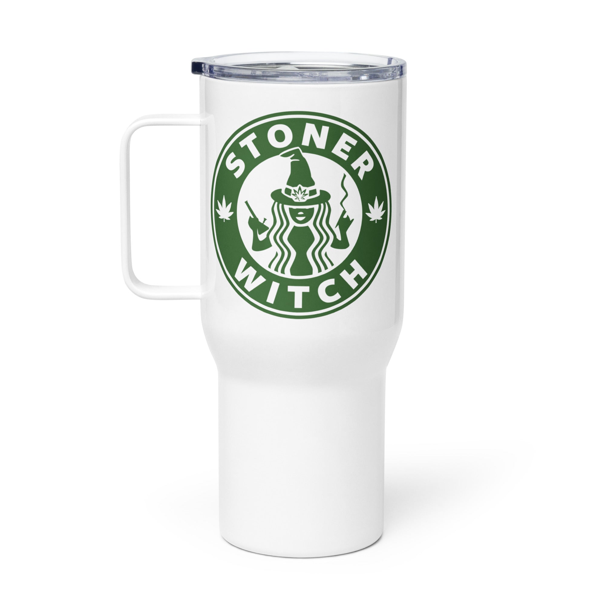 Stoner Witch Cannabis Insulated Travel Mug - Magical Marijuana Drinkware | Magic Leaf Tees