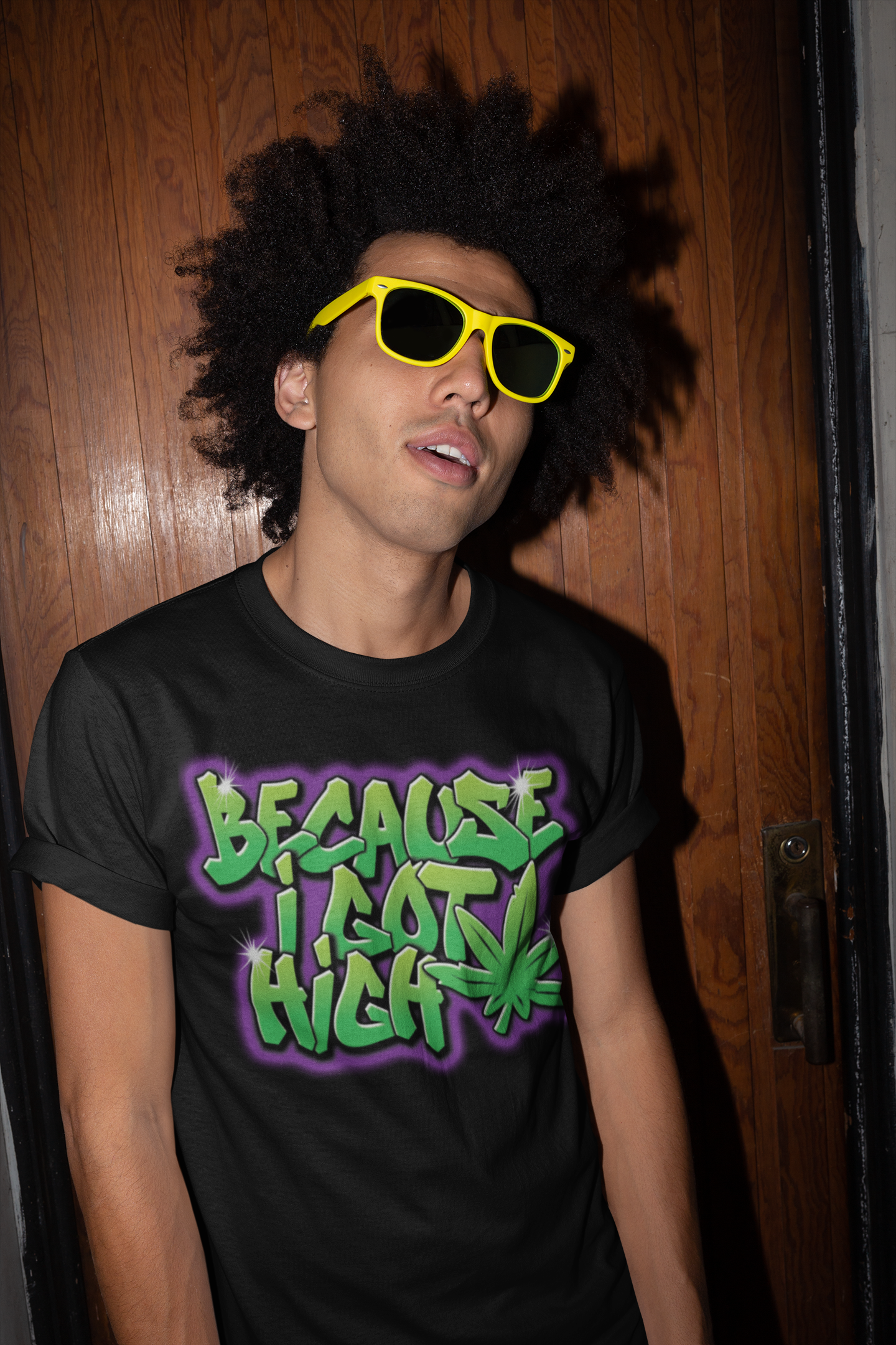 Because I Got High Graffiti Tee | Cannabis Street Art Shirt | Urban Weed Vibes