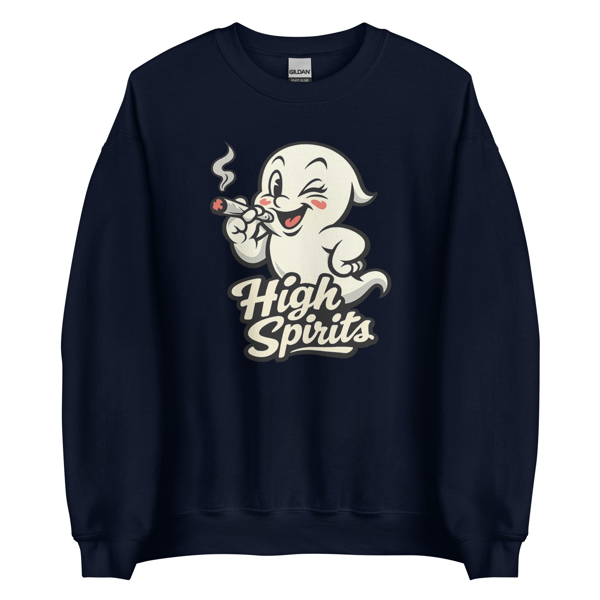 High Spirits Ghost Sweatshirt – Funny Retro 1940s Cannabis Cartoon Shirt