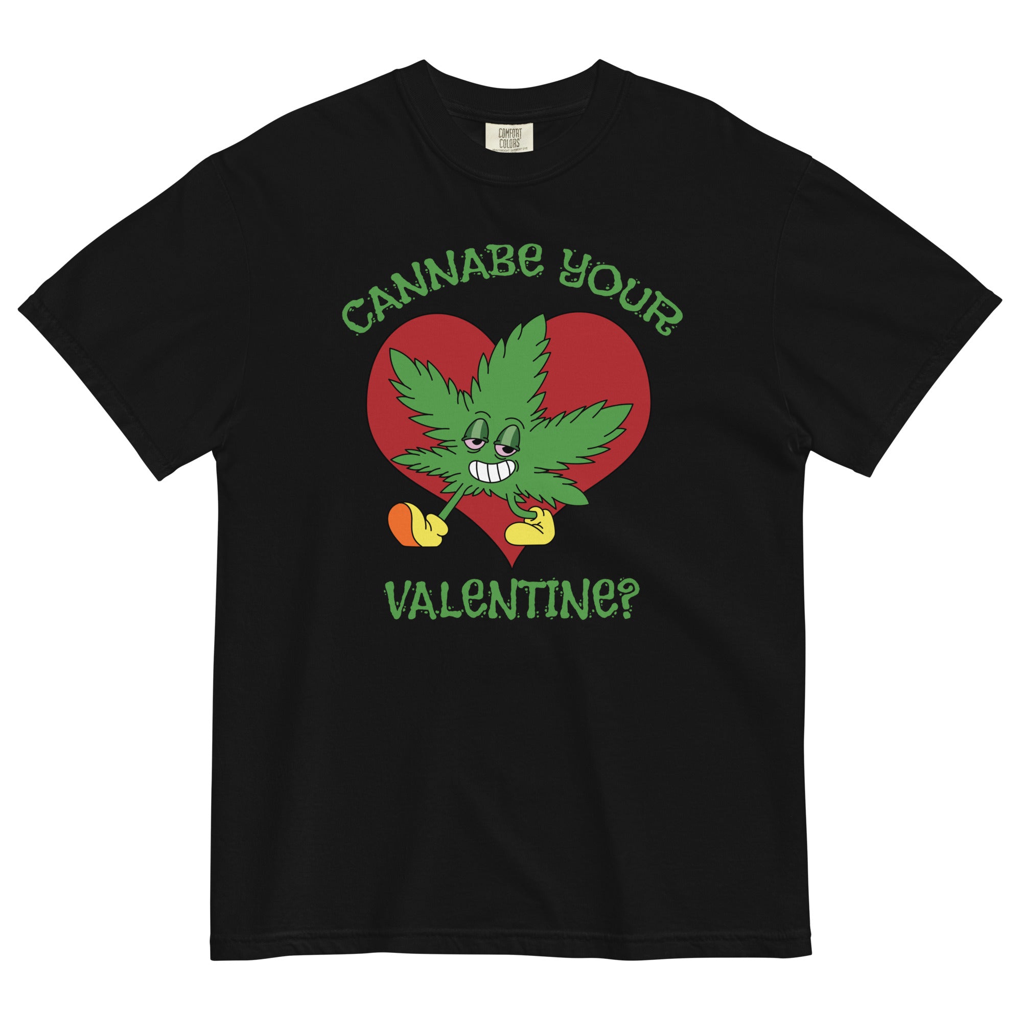 Cannabe Your Valentine? Playful Cartoon Pot Leaf Tee for Weed Enthusiasts! - Magic Leaf Tees