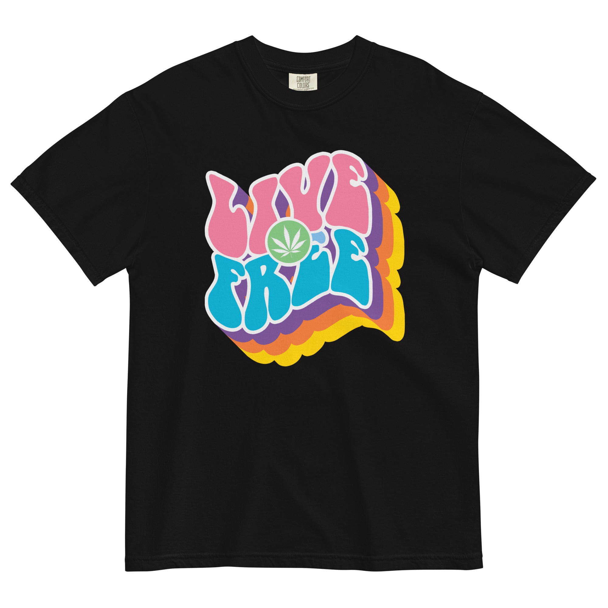 Live Free: 60's Inspired Cannabis Tee for Retro Freedom Vibes! - Magic Leaf Tees