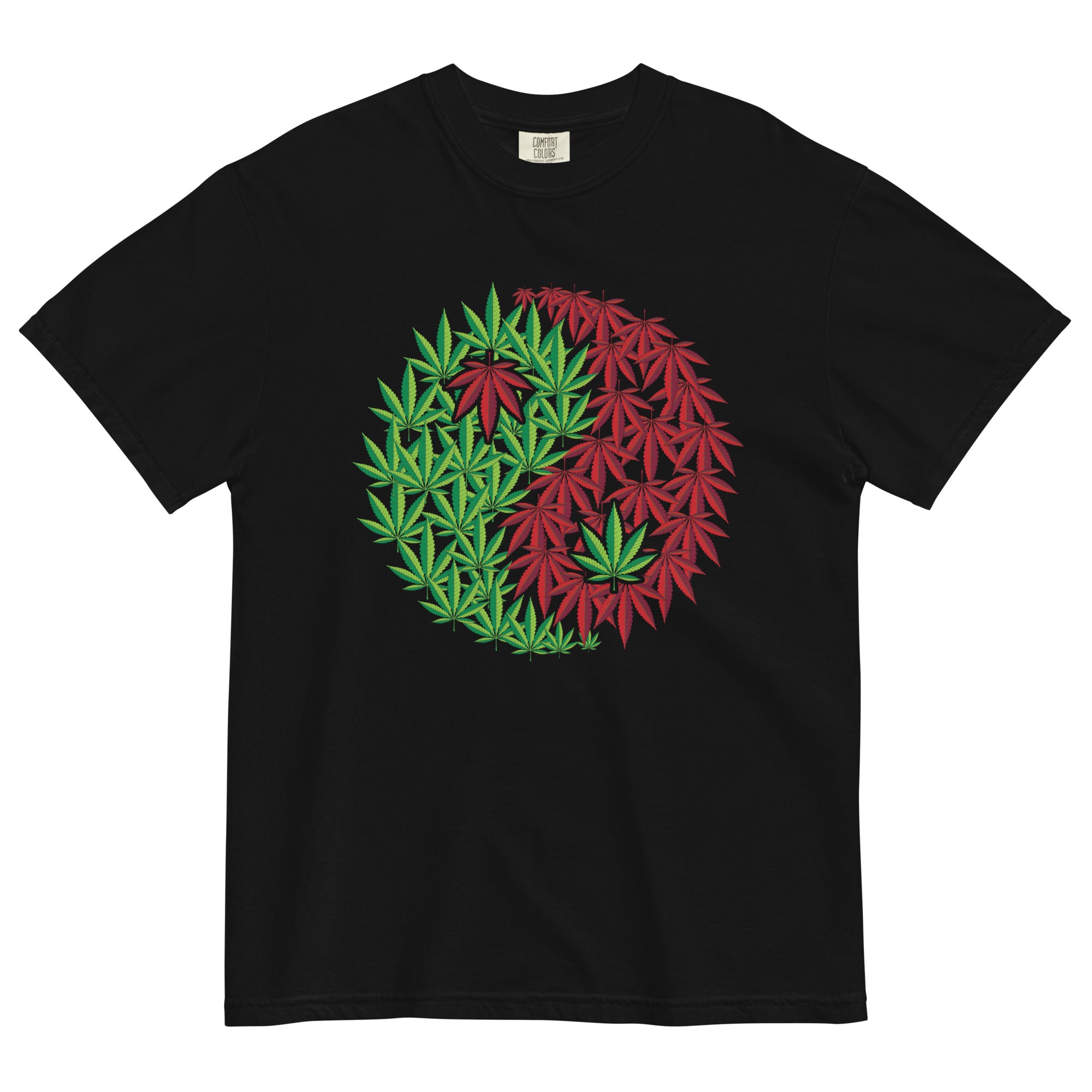 Cannabis Harmony: Yin Yang Symbol Tee with Marijuana Leaf Fusion - Magic Leaf Tees