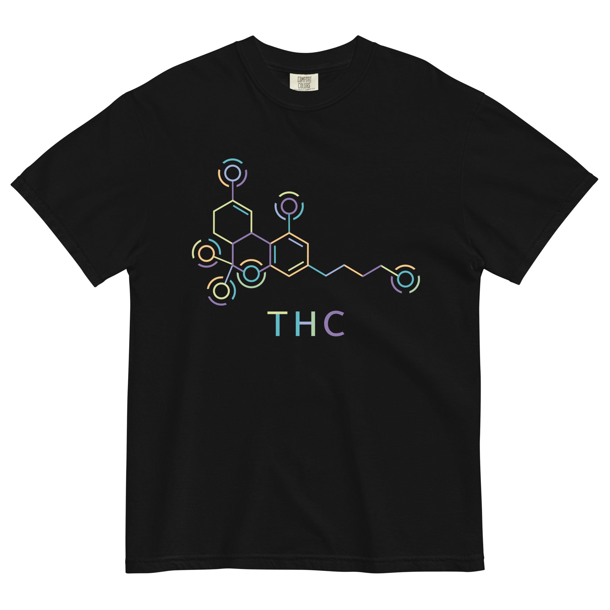 Colorful Abstract THC Molecule Cannabis T-Shirt: Vibrant Weed Apparel | Magic Leaf Tees
