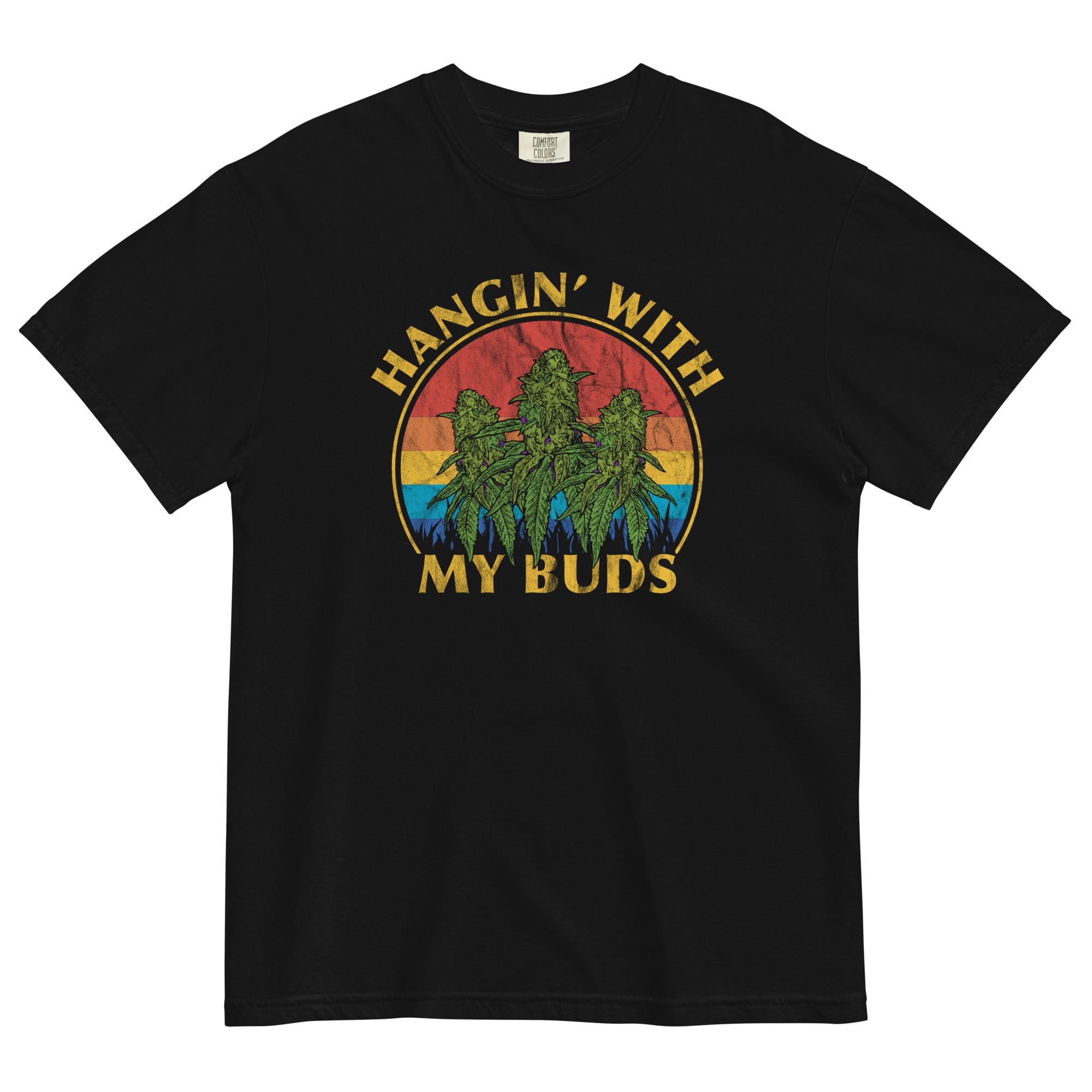 Hangin' With My Buds Retro Weed T-Shirt – Funny Cannabis Graphic Tee for Stoners | Magic Leaf Tees
