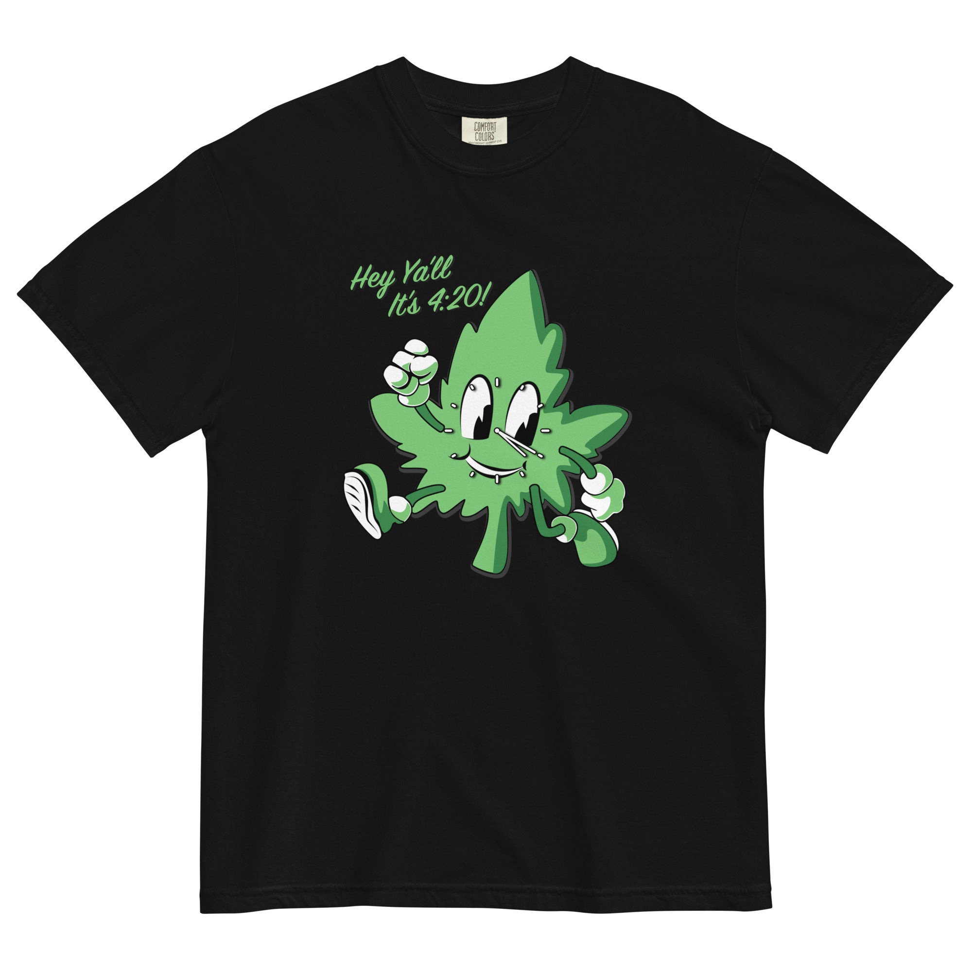 Hey Y'all It's 4:20! Funny Weed T-Shirt with Cartoon Leaf – Perfect for Marijuana Enthusiasts | Magic Leaf Tees