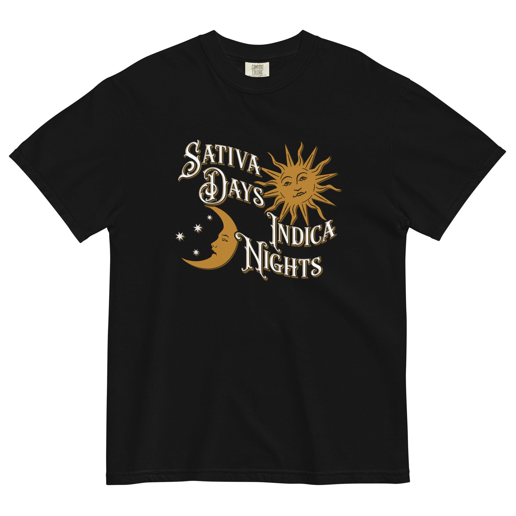 Sativa Days Indica Nights Vintage-Style Cannabis T-Shirt – Perfect Weed Shirt for Stylish Stoners | Magic Leaf Tees