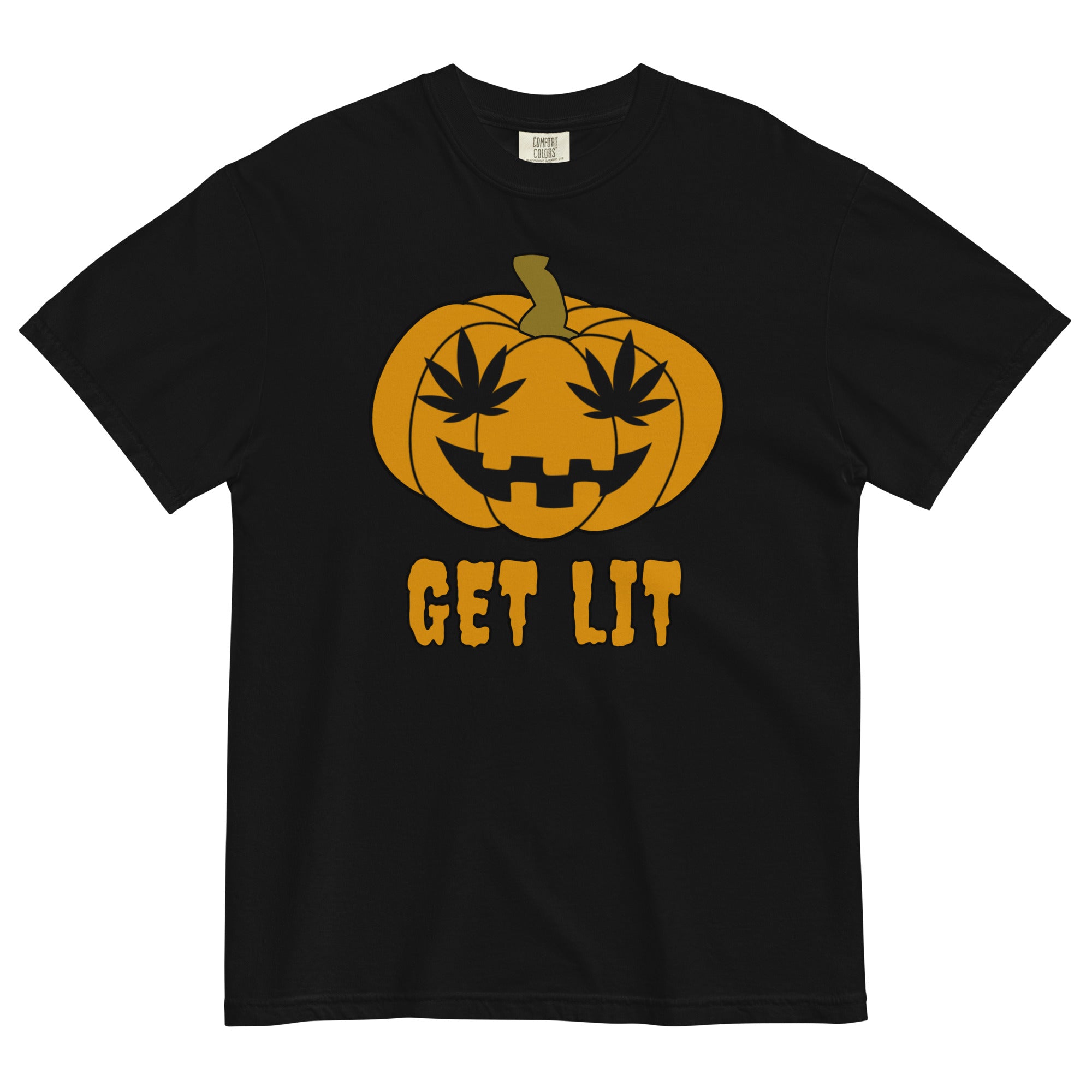 Get Lit Jack O' Lantern T-Shirt - Funny Halloween Weed Apparel | Magic Leaf Tees