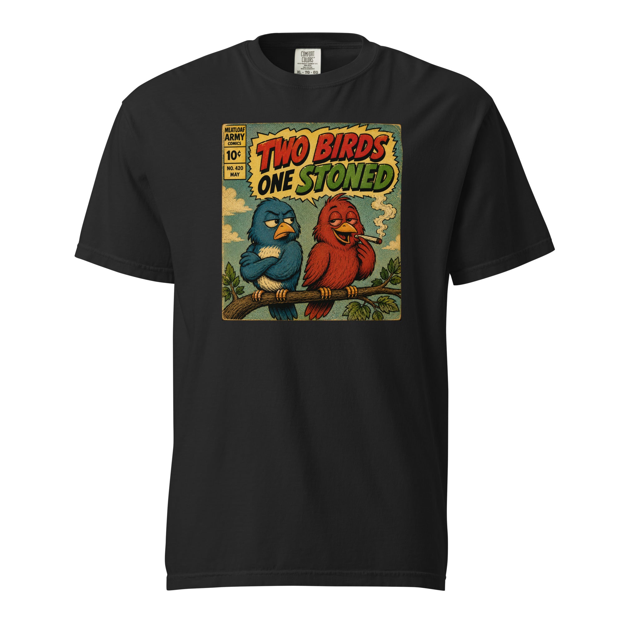 Two Birds One Stoned T-Shirt – Funny Retro Stoner Graphic Tee