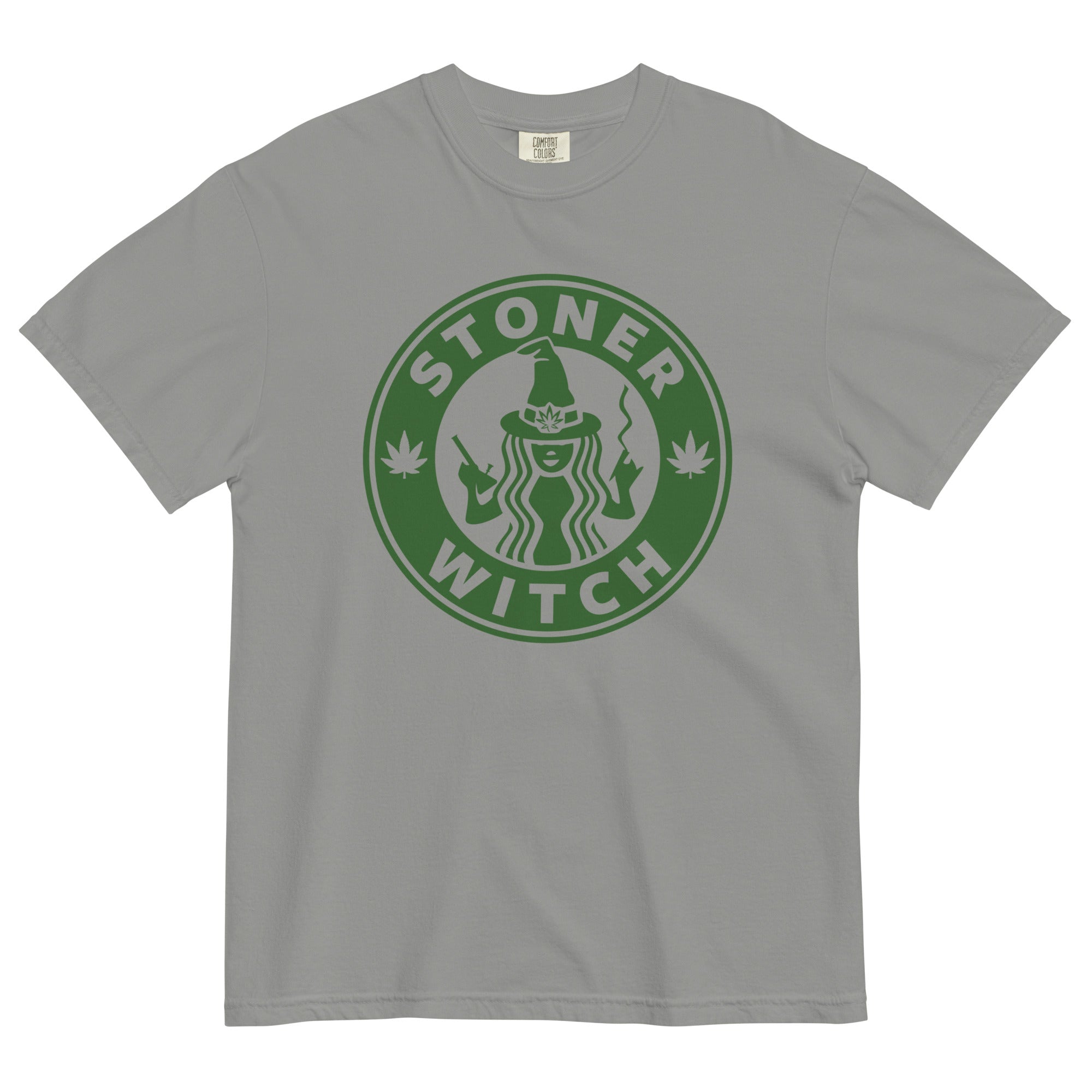 Stoner Witch Brews: Cannabis Coffee Shop Logo Tee for Magical Highs! - Magic Leaf Tees