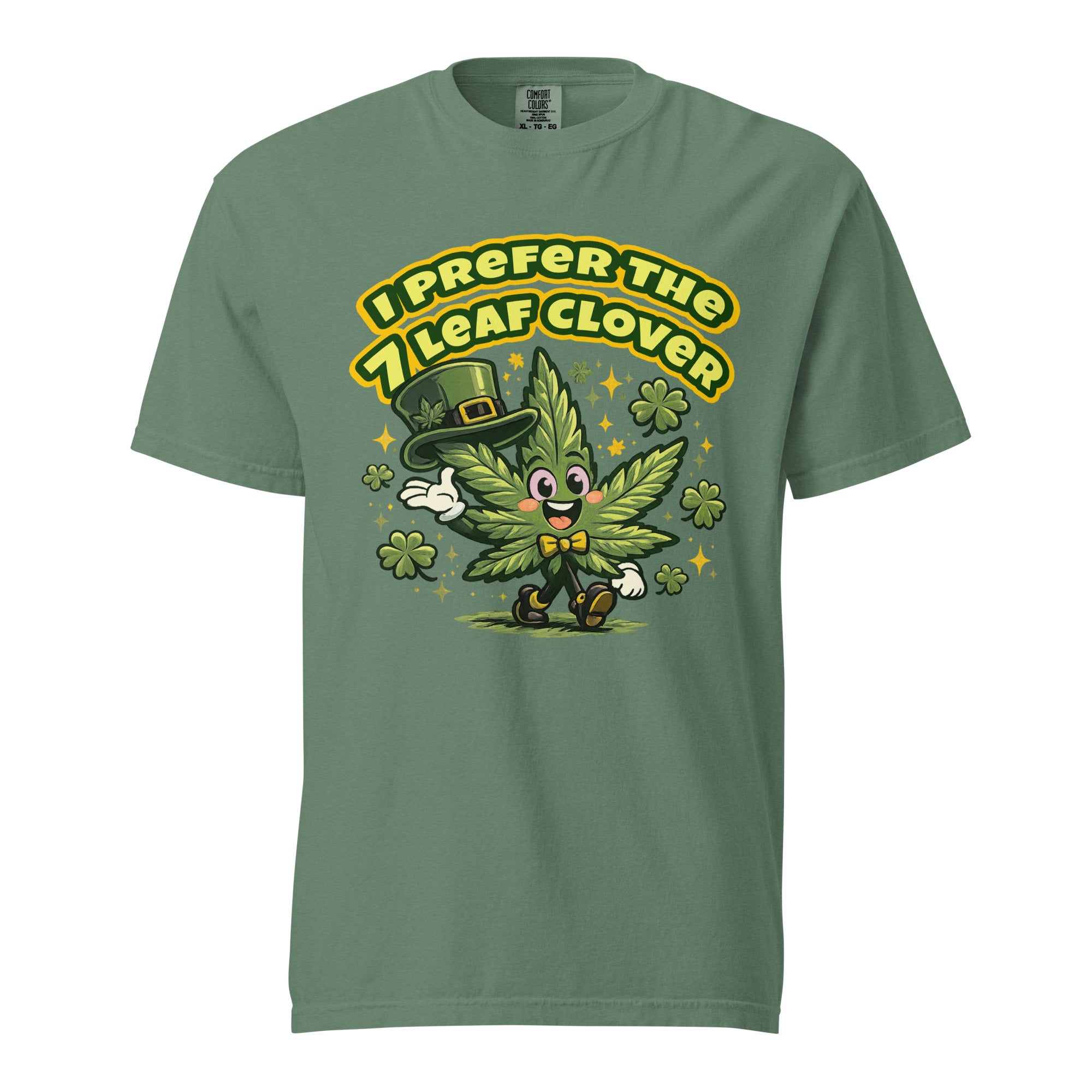 Retro 60s Cannabis Leaf St. Patrick’s Day T-Shirt – Funny Lucky Weed Cartoon Graphic Tee