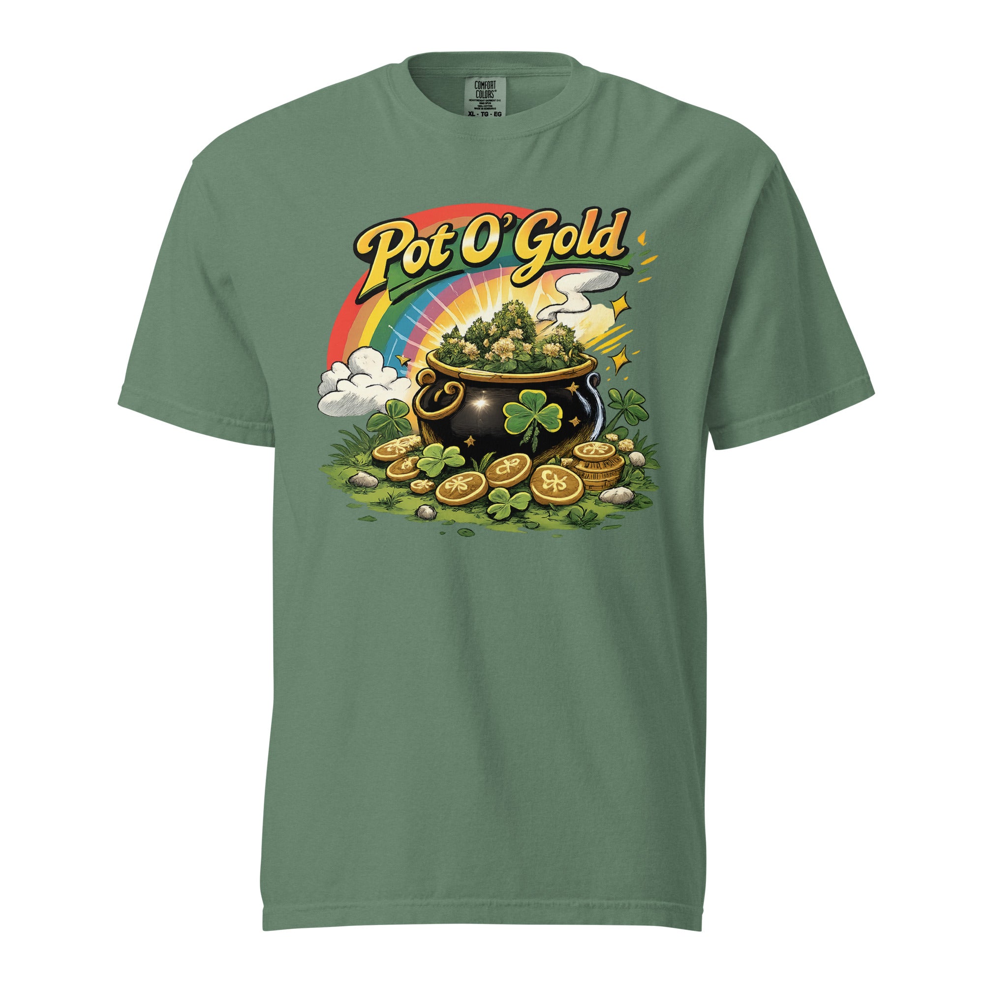 Pot O’ Gold Cannabis T-Shirt – Funny St. Patrick’s Day Weed Retro 80s Graphic Tee