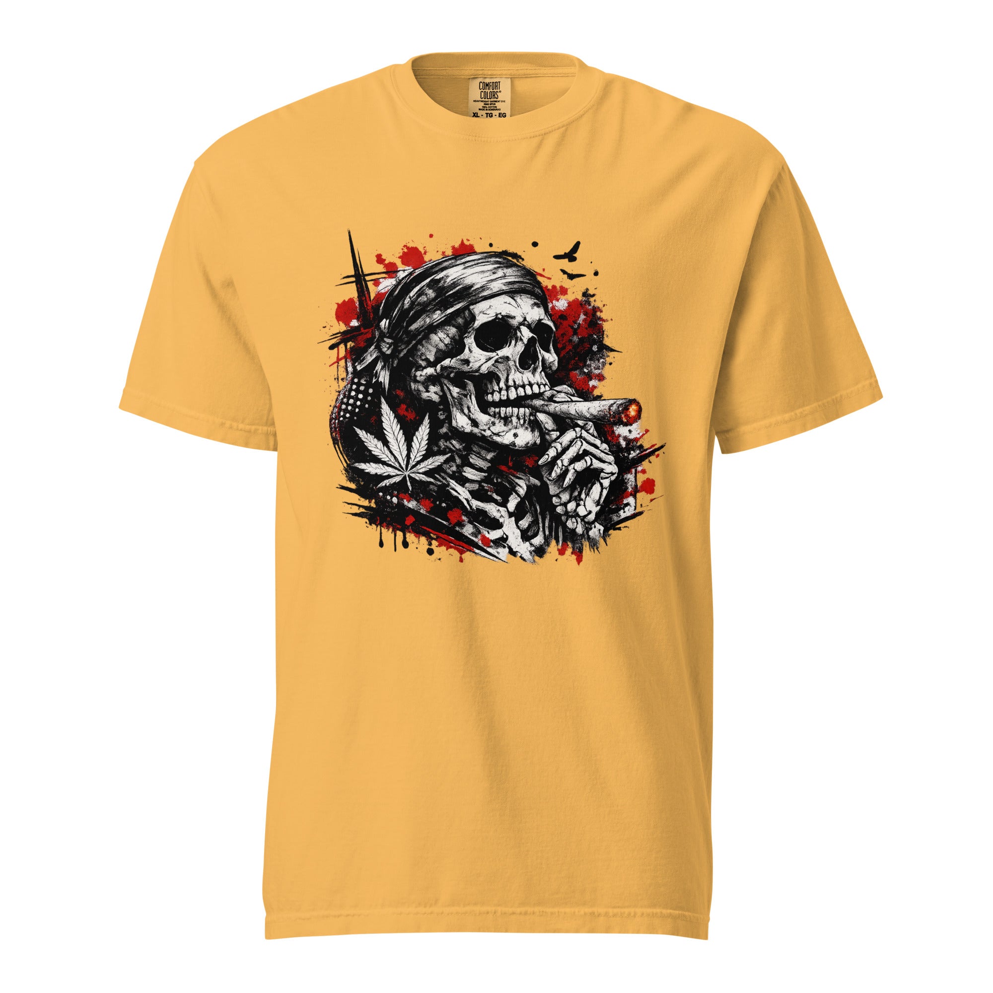 Trash Polka Skeleton Smoking Joint T-Shirt – Edgy Cannabis Skull Graphic Tee | Magic Leaf Tees