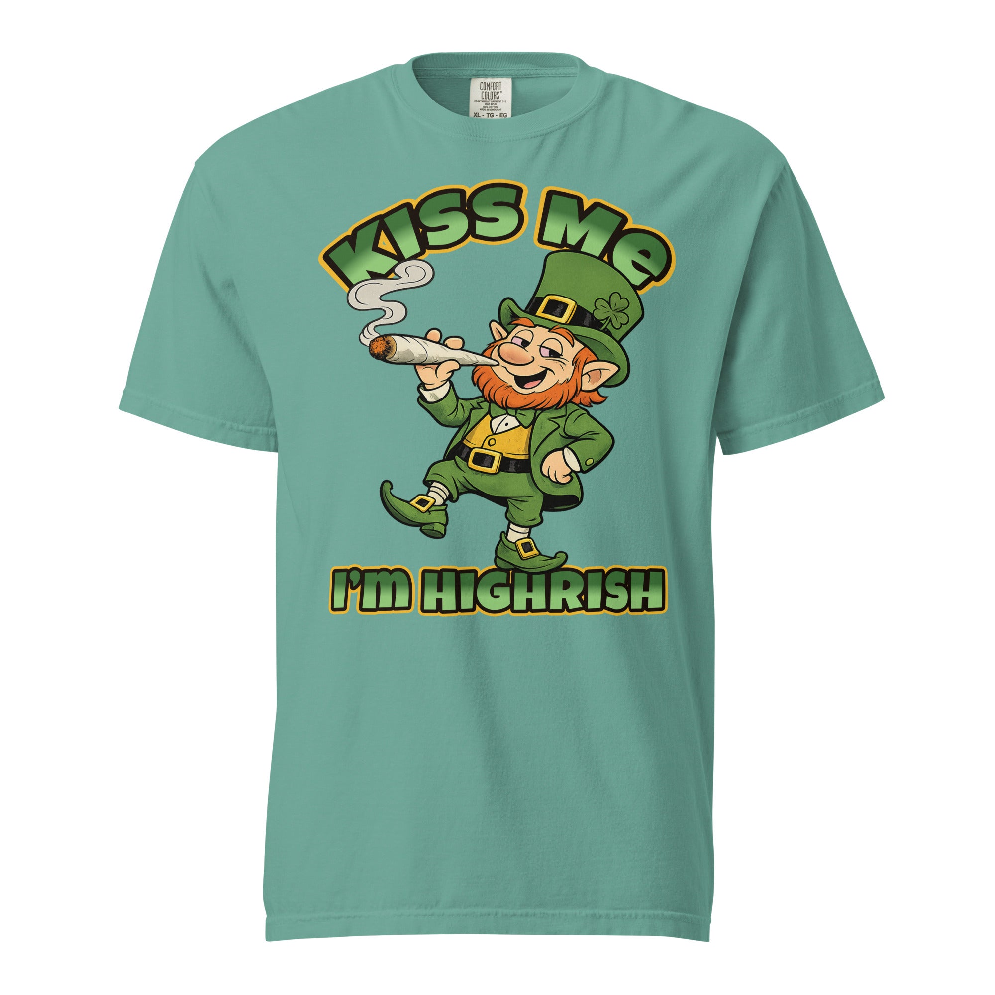 Kiss Me I’m Highrish T-Shirt – Funny St. Patrick’s Day Weed Shirt | 420 Leprechaun Tee – Magic Leaf Tees