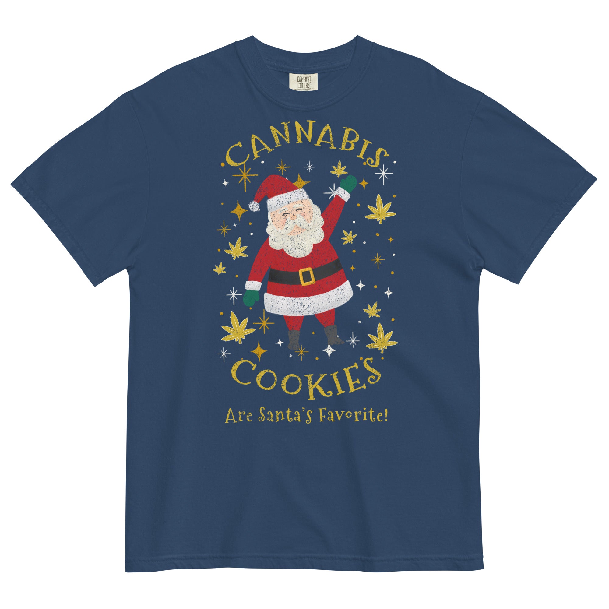 Santa's Favorite Cannabis Cookies Christmas T-Shirt: Festive Weed Apparel | Magic Leaf Tees