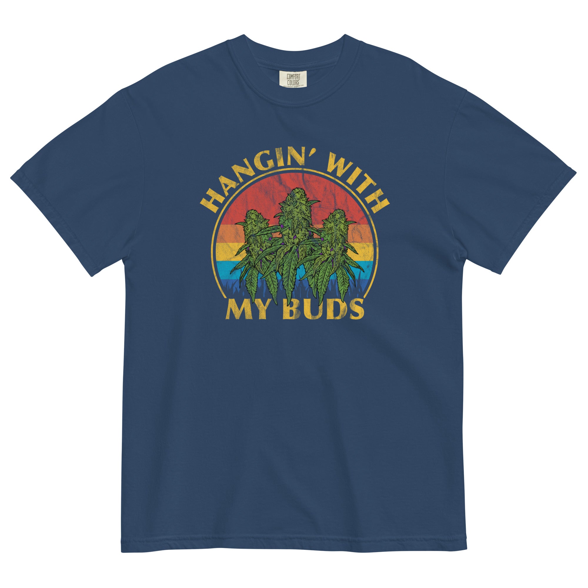 Hangin' With My Buds Retro Weed T-Shirt – Funny Cannabis Graphic Tee for Stoners | Magic Leaf Tees