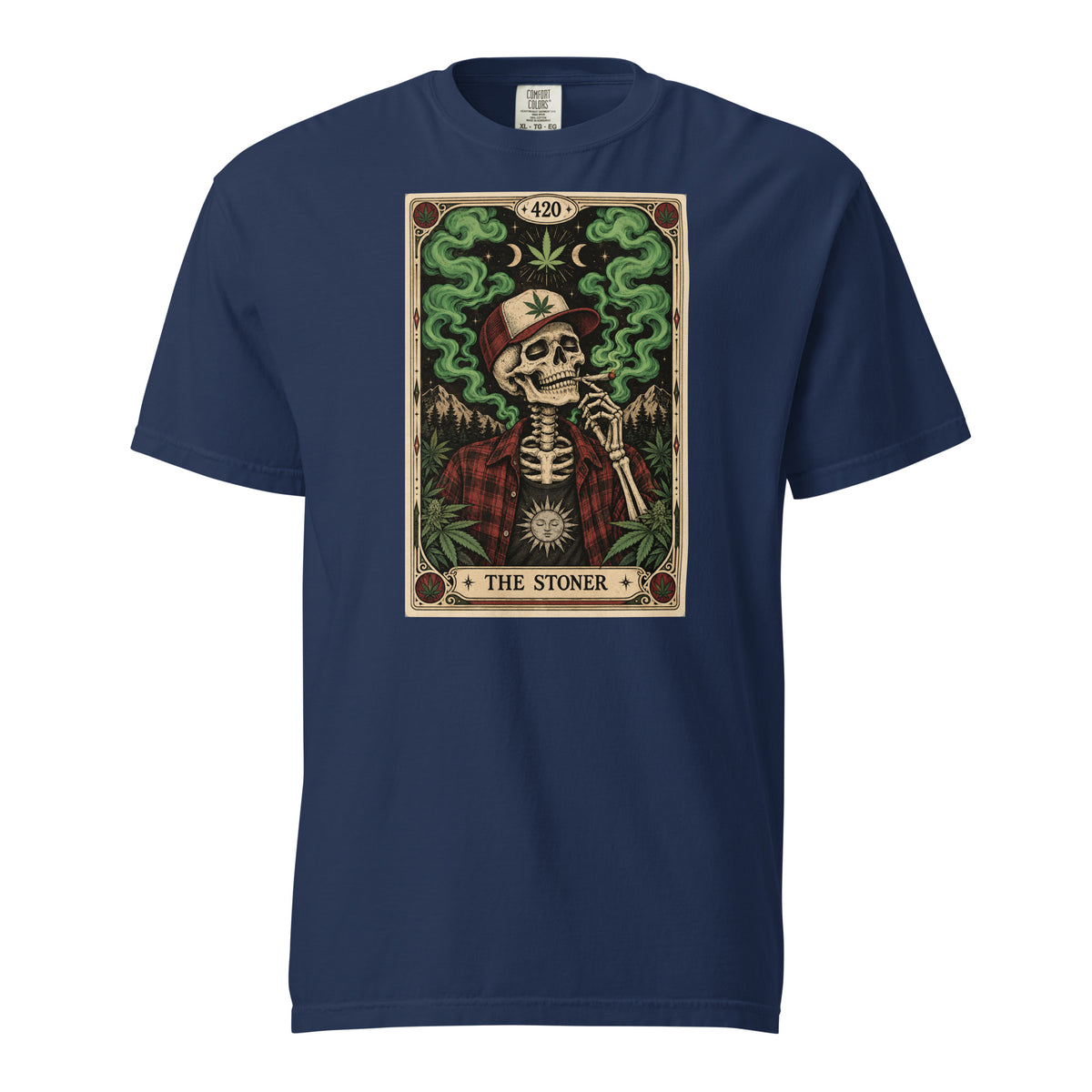 The Stoner Tarot T-Shirt, Skeleton 420 Weed Tee, Cannabis Leaf Trucker Hat Graphic Shirt