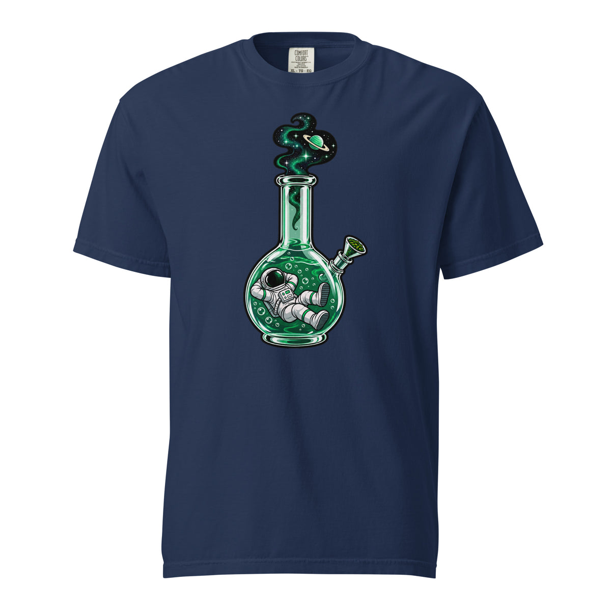 Astronaut Water Pipe T-Shirt, Cosmic Cannabis Graphic Tee, Funny Space 420 Shirt, Magic Leaf Tees