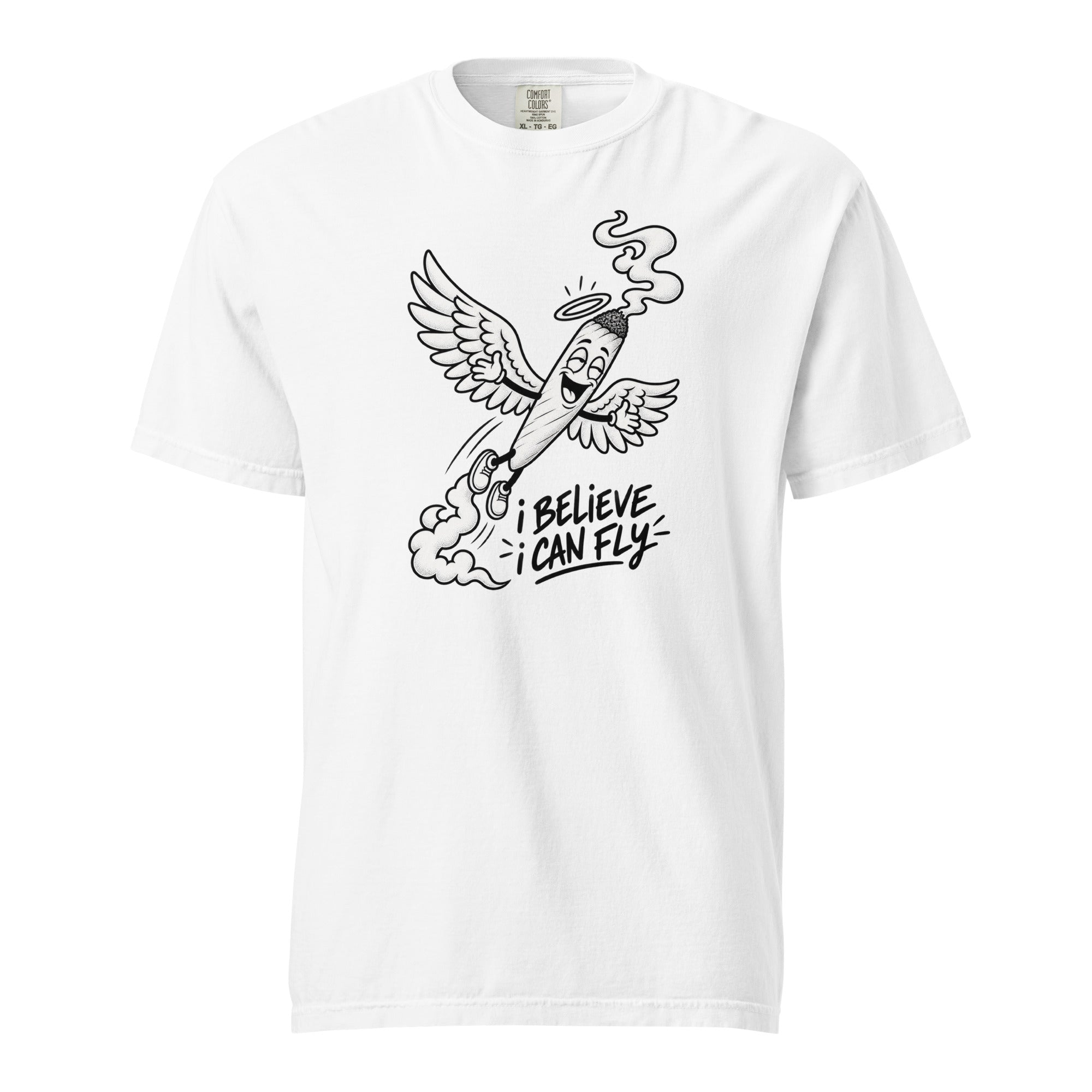I Believe I Can Fly T-Shirt, Funny Flying Joint Tee, Cannabis Angel Wings 420 Graphic Shirt