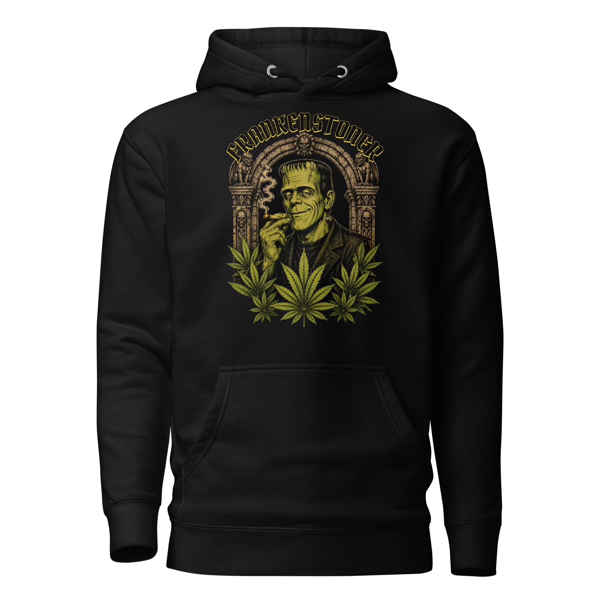 Frankenstoner Hoodie, Funny Frankenstein Weed Hoodie, Retro Horror Cannabis Monster Pullover