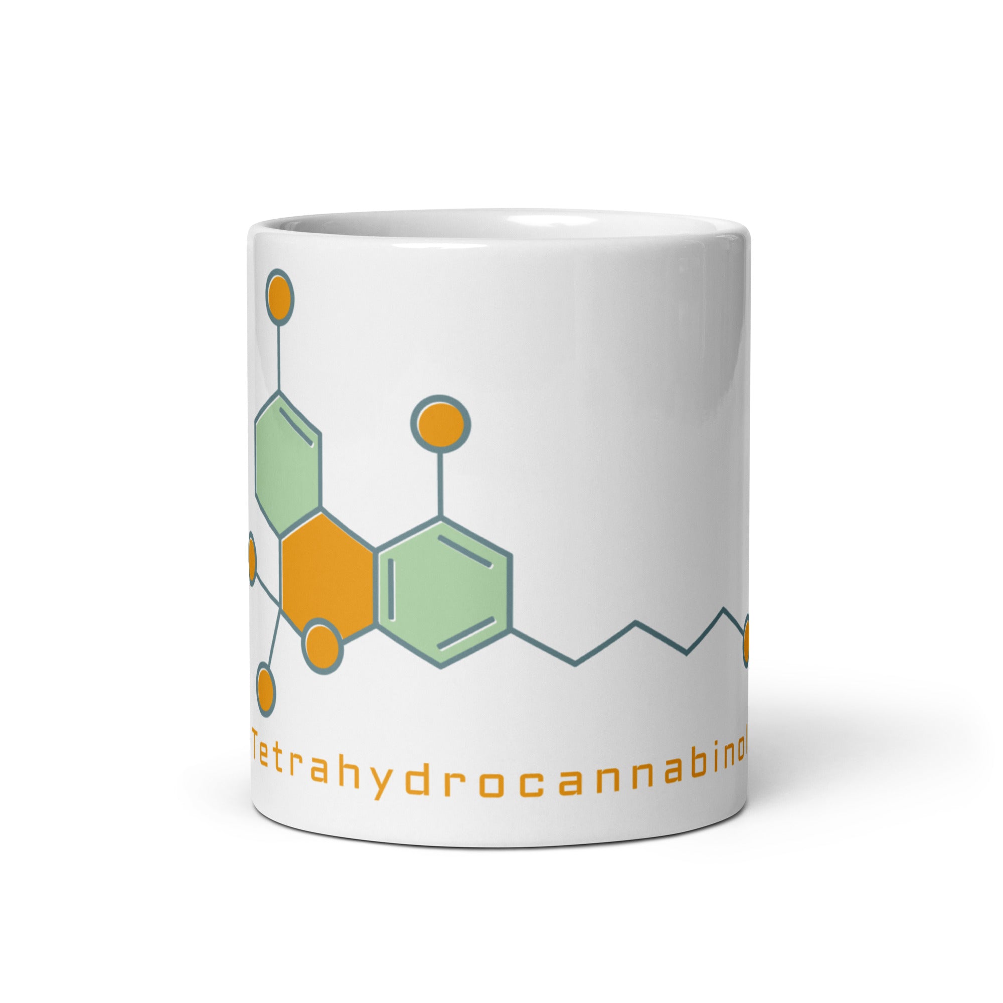 Mid-Century THC Molecule Coffee Mug | Minimalist Cannabis Ceramic Mug | Magic Leaf Tees