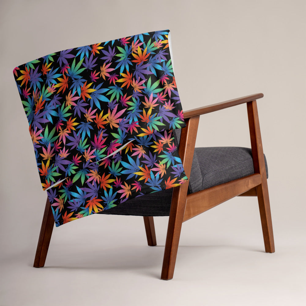 Multi Colored Pot Leaf Throw Blanket - Magic Leaf Tees