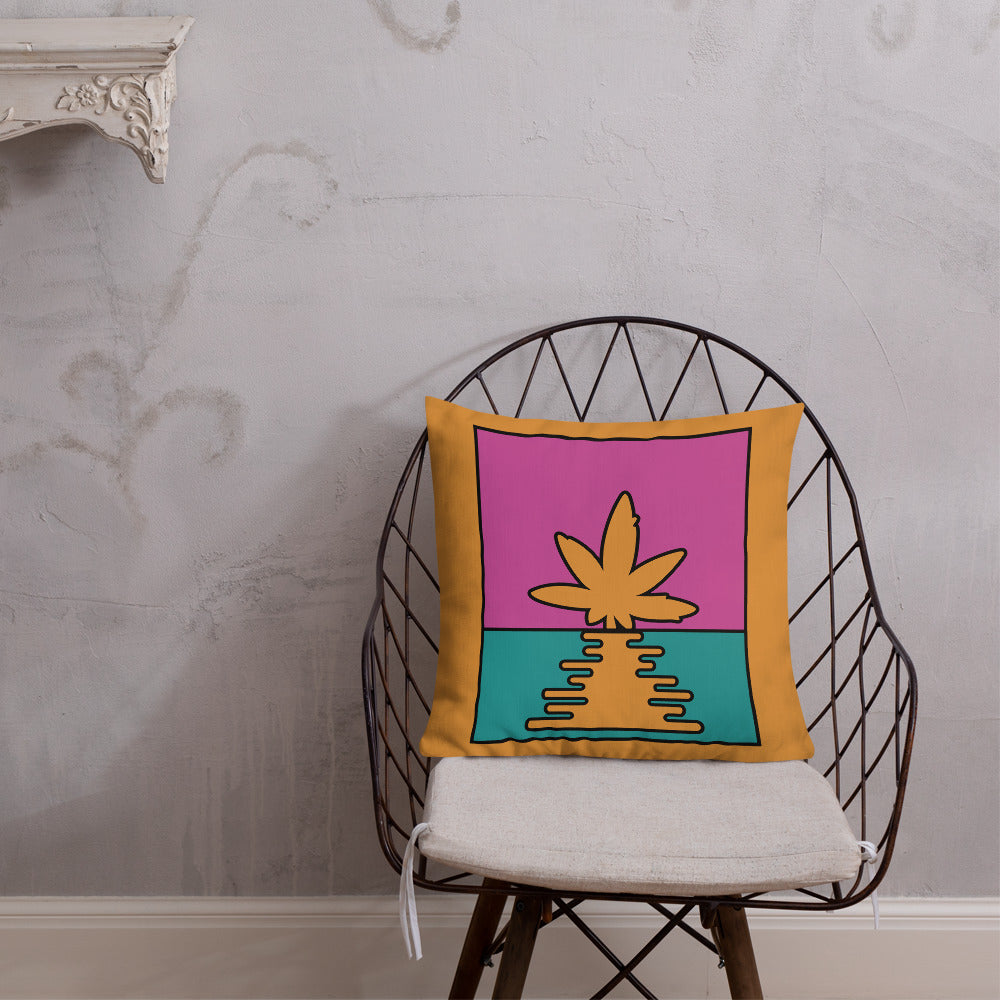 Pop Art Weed Leaf Sunrise Premium Pillow - Magic Leaf Tees