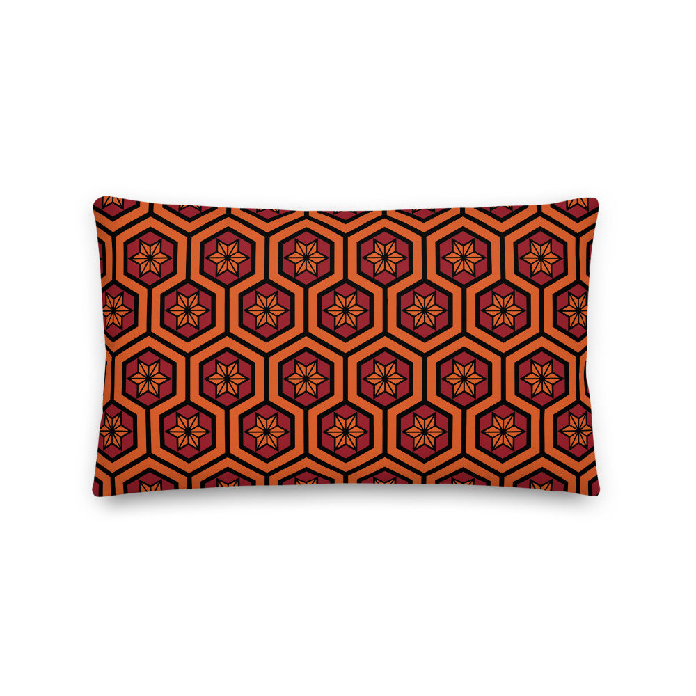 Red Japanese Asanoha Tiles Premium Pillow - Magic Leaf Tees