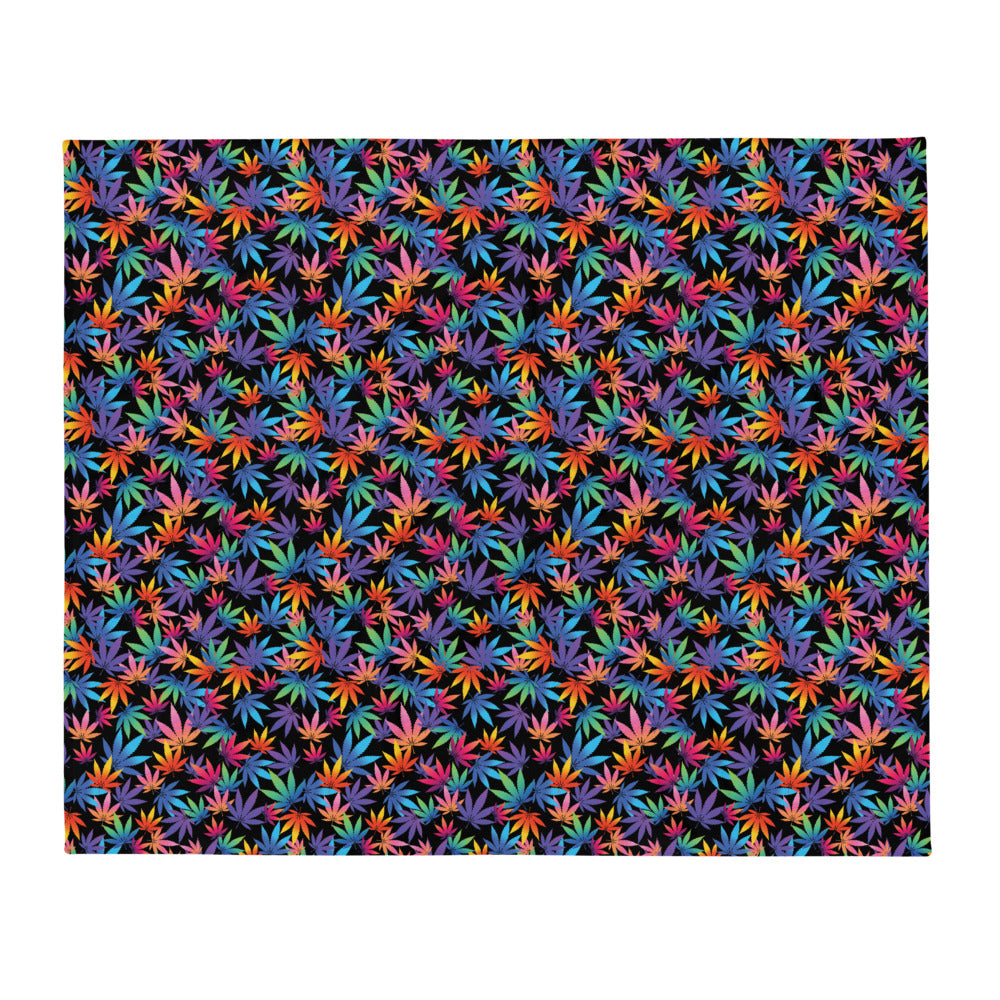 Multi Colored Pot Leaf Throw Blanket - Magic Leaf Tees