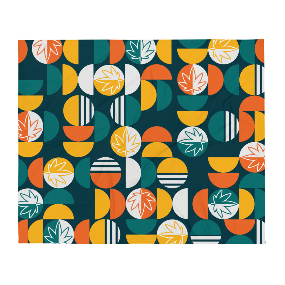 Mid Century Modern Weed Circles Throw Blanket