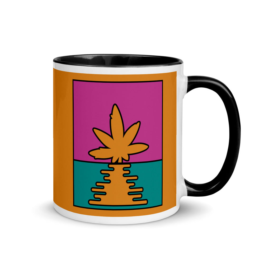 Pop Art Weed Leaf Sunset 11 Oz Coffee Mug with Color Inside - Magic Leaf Tees