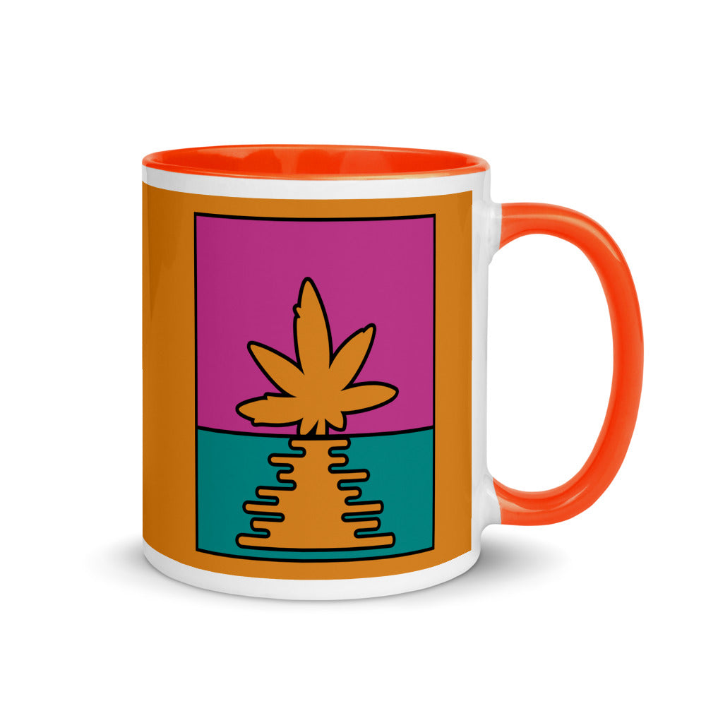 Pop Art Weed Leaf Sunset 11 Oz Coffee Mug with Color Inside - Magic Leaf Tees