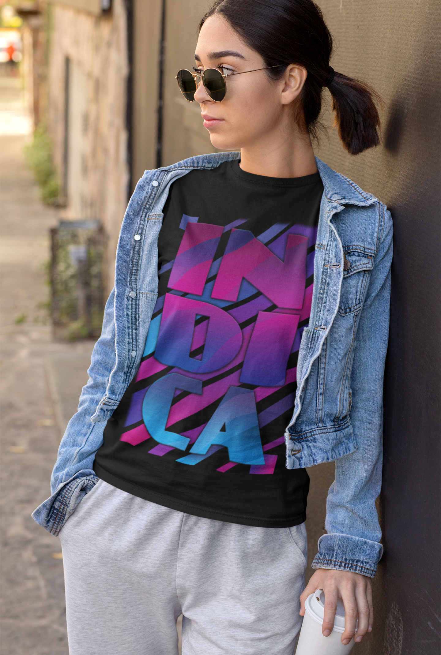 "Indica" Retro 80's Style Weed T-Shirt – Vibrant Cannabis Design | Magic Leaf Tees