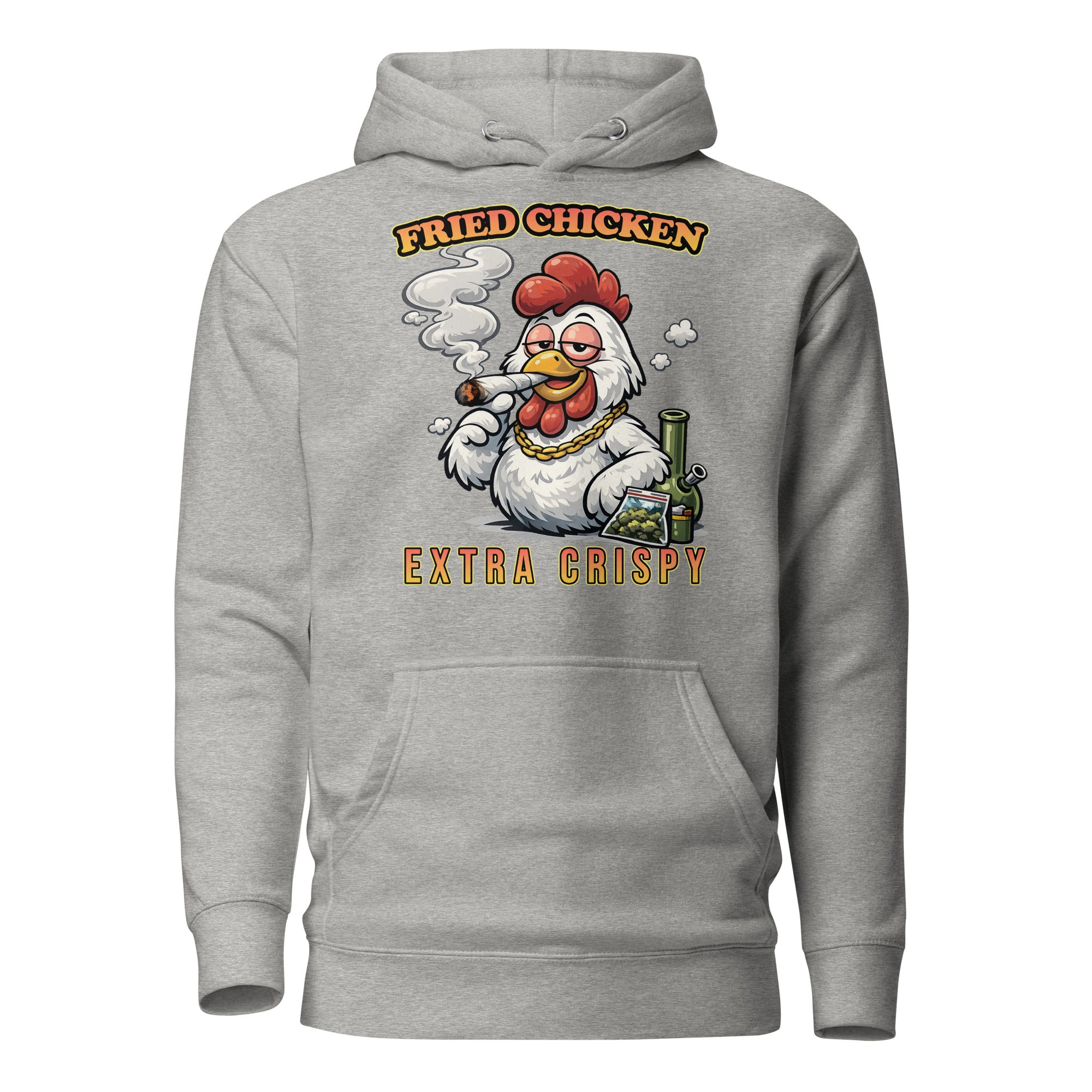 Funny Fried Chicken Smoking Joint Hoodie – 420 Stoner Humor Pullover | Magic Leaf Tees Cannabis Apparel