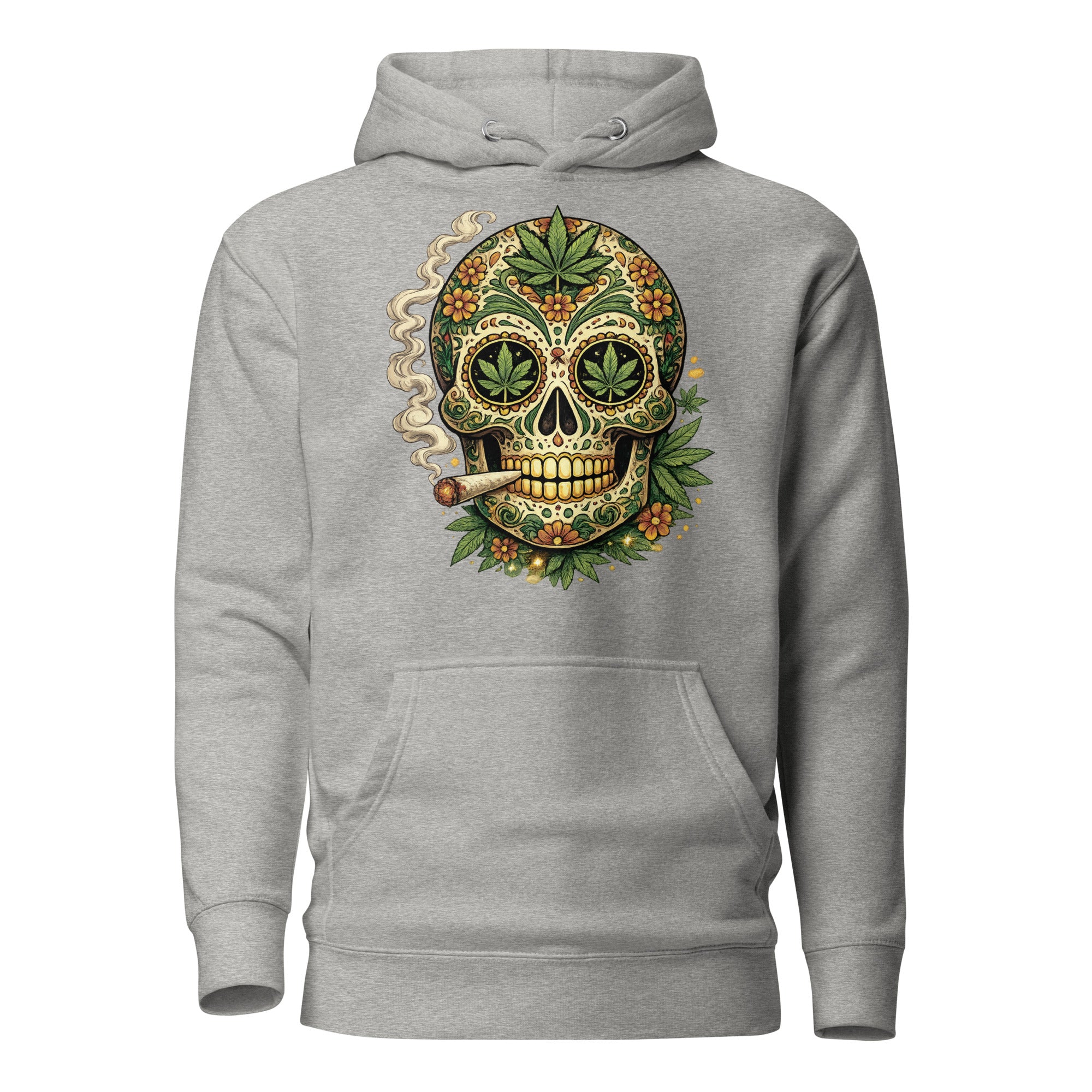 Cannabis Sugar Skull Hoodie – Day of the Dead Weed Pullover | Magic Leaf Tees 420 Apparel
