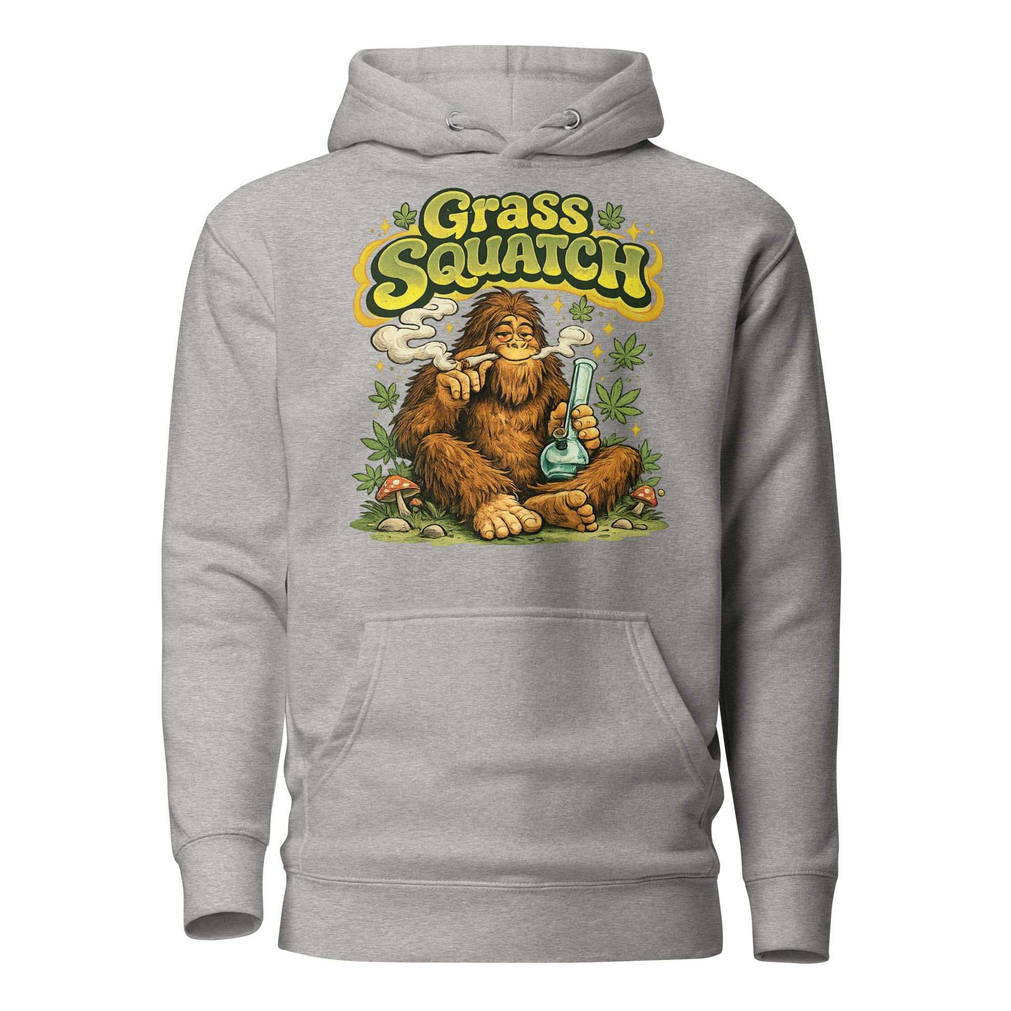 Grass Squatch Hoodie – Funny Sasquatch Weed Sweatshirt, Retro 60s Bigfoot Cannabis Graphic