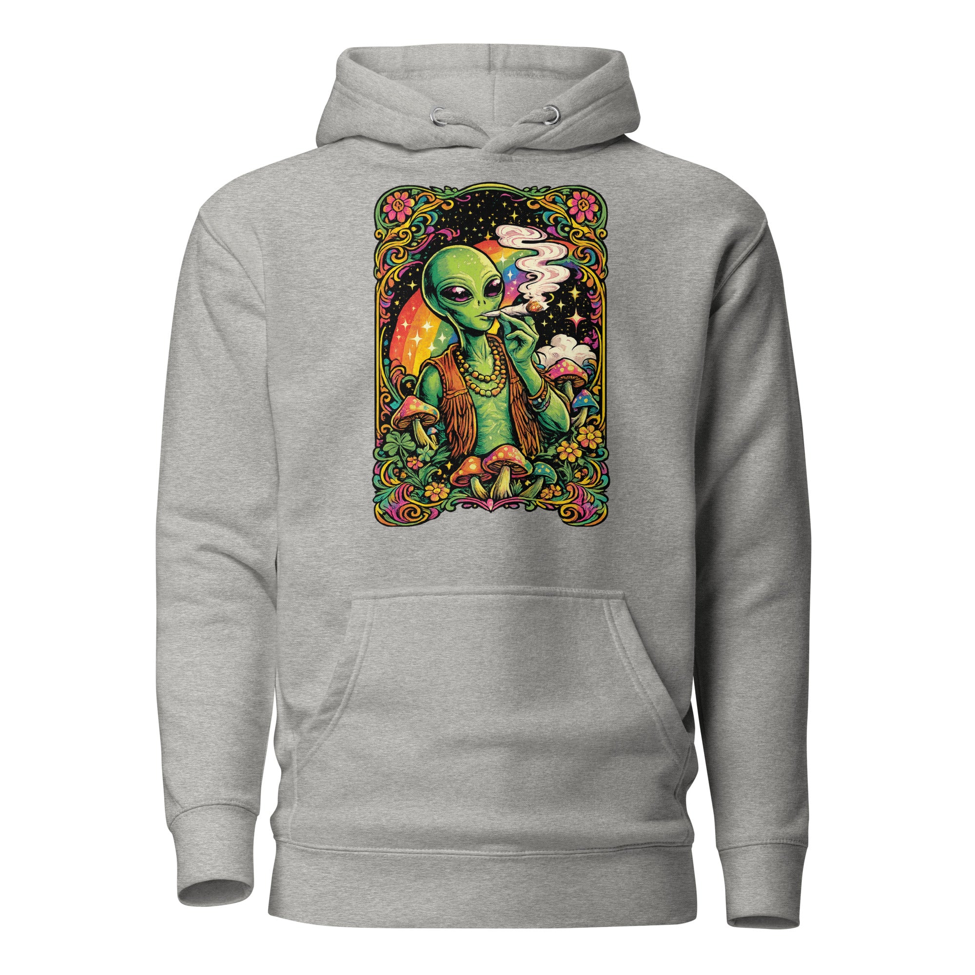 Psychedelic Alien Weed Hoodie – 60s Rock Poster Cannabis Sweatshirt | Magic Leaf Tees