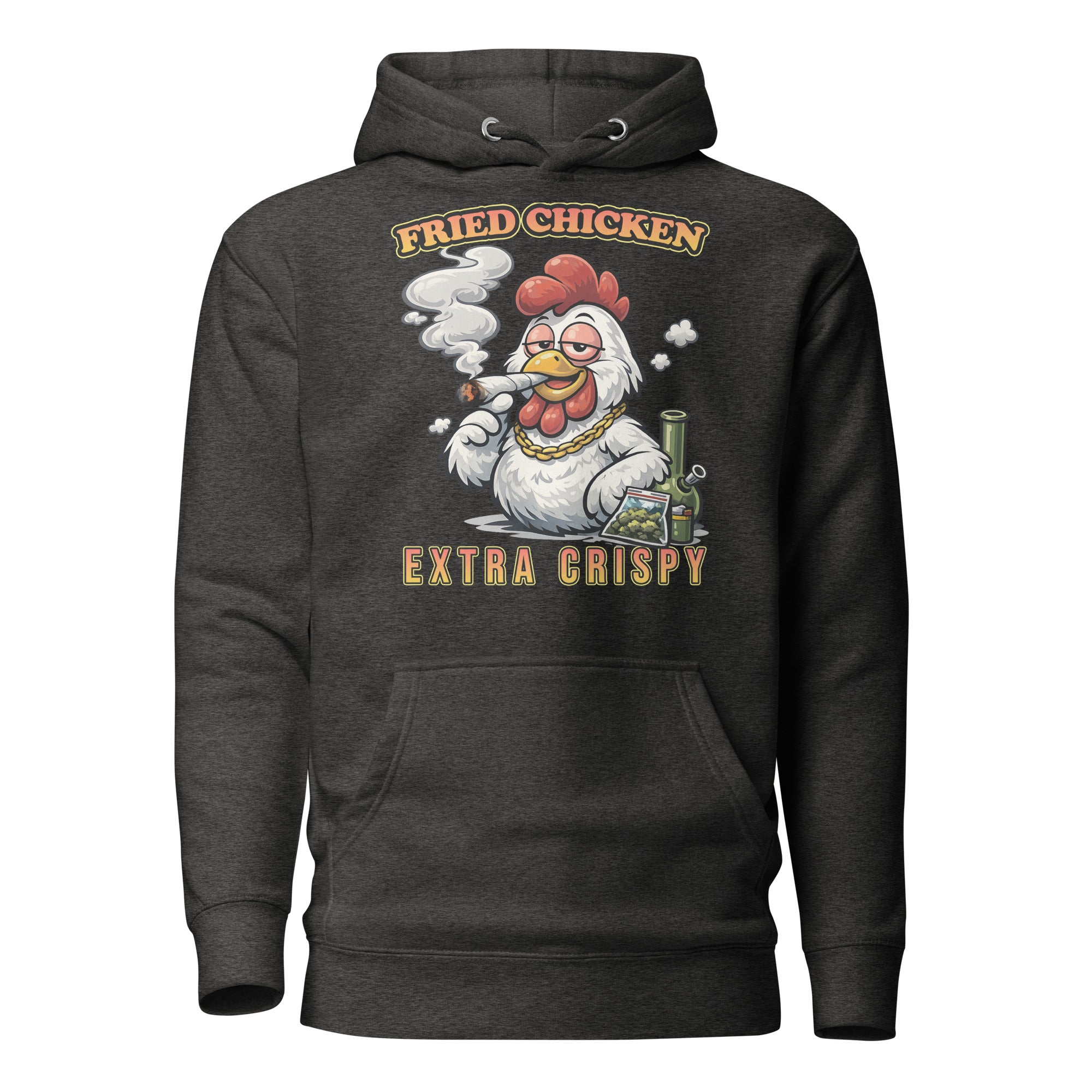 Funny Fried Chicken Smoking Joint Hoodie – 420 Stoner Humor Pullover | Magic Leaf Tees Cannabis Apparel