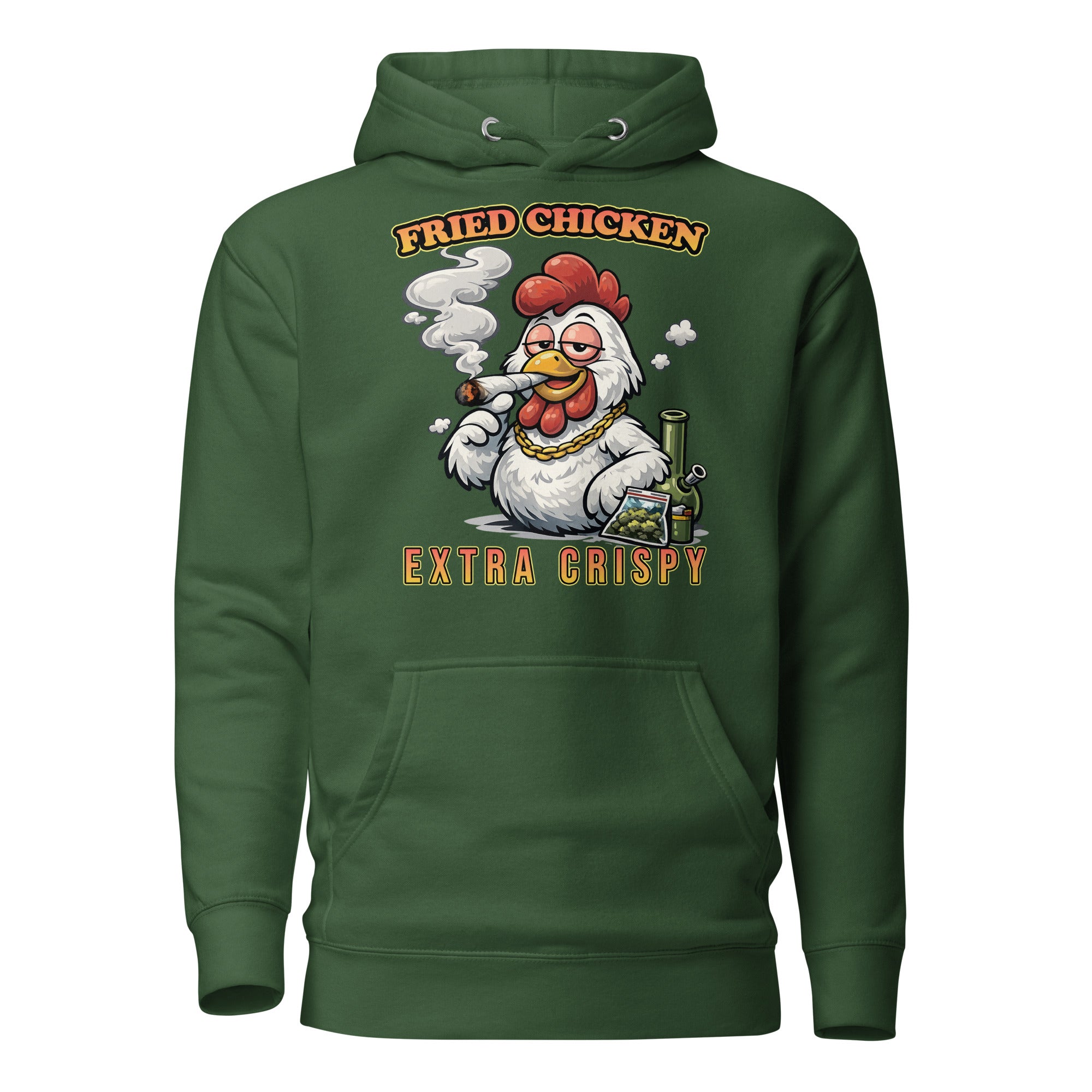 Funny Fried Chicken Smoking Joint Hoodie – 420 Stoner Humor Pullover | Magic Leaf Tees Cannabis Apparel