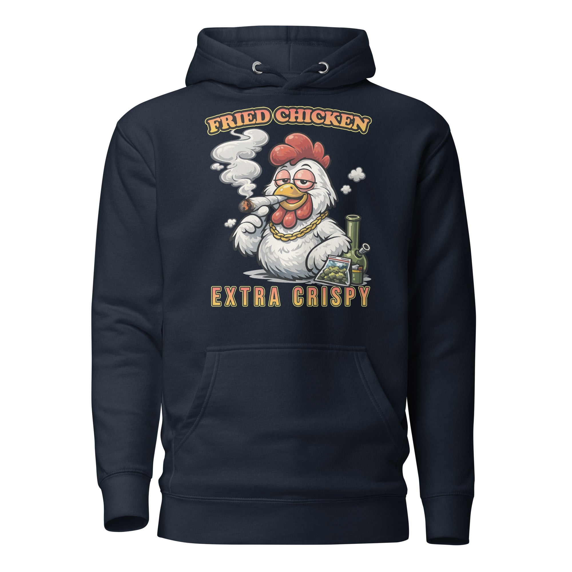 Funny Fried Chicken Smoking Joint Hoodie – 420 Stoner Humor Pullover | Magic Leaf Tees Cannabis Apparel