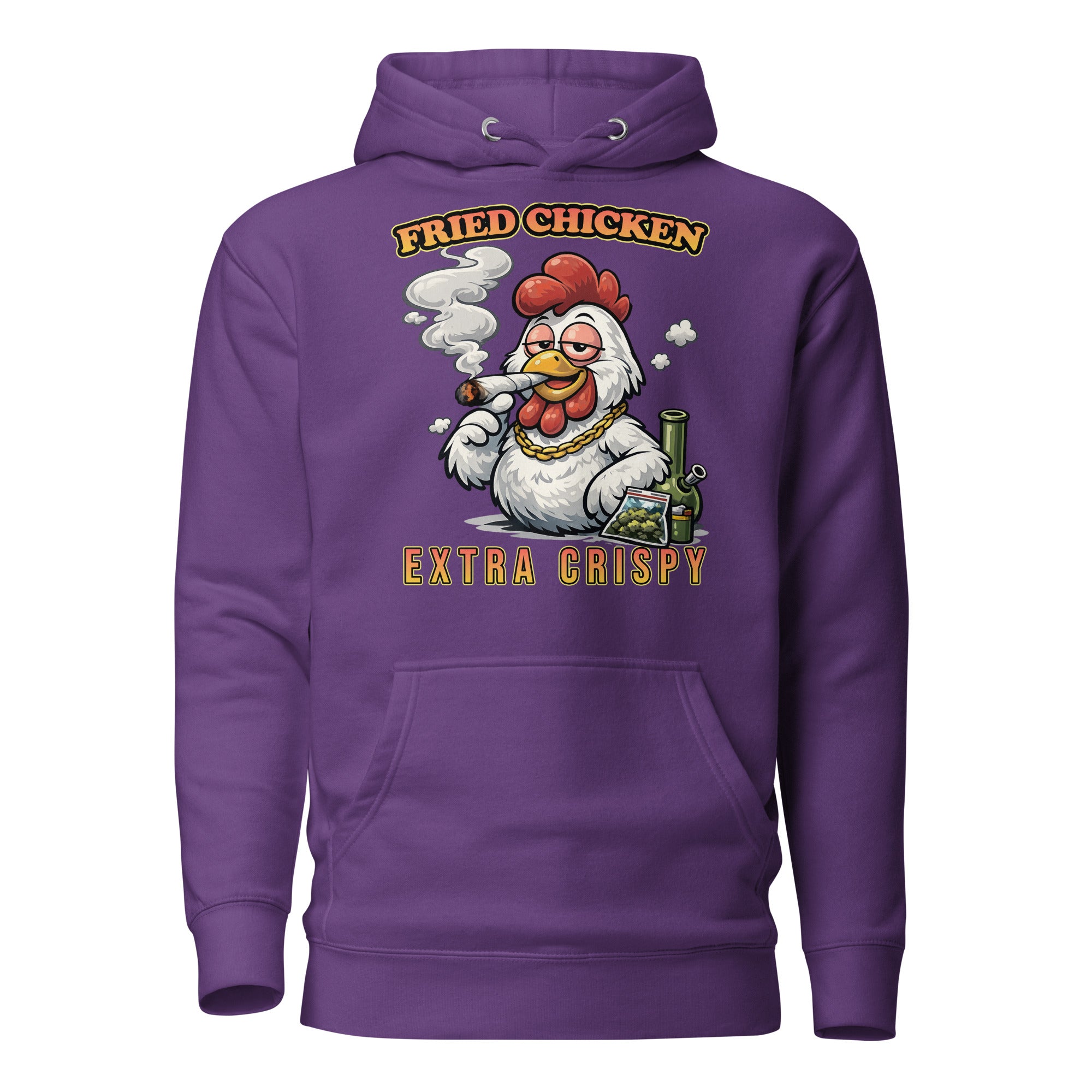 Funny Fried Chicken Smoking Joint Hoodie – 420 Stoner Humor Pullover | Magic Leaf Tees Cannabis Apparel