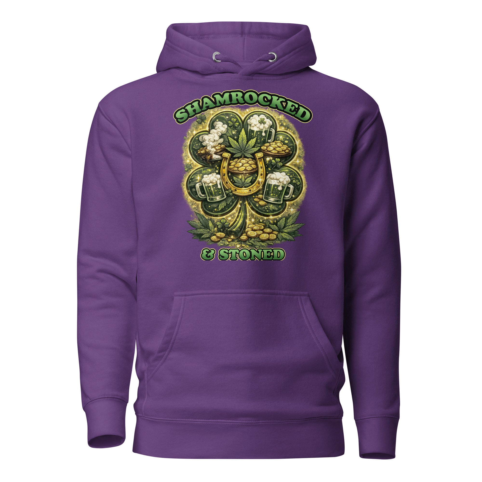 Shamrocked & Stoned St. Patrick’s Day Weed Hoodie – Funny 420 Clover Pullover | Magic Leaf Tees